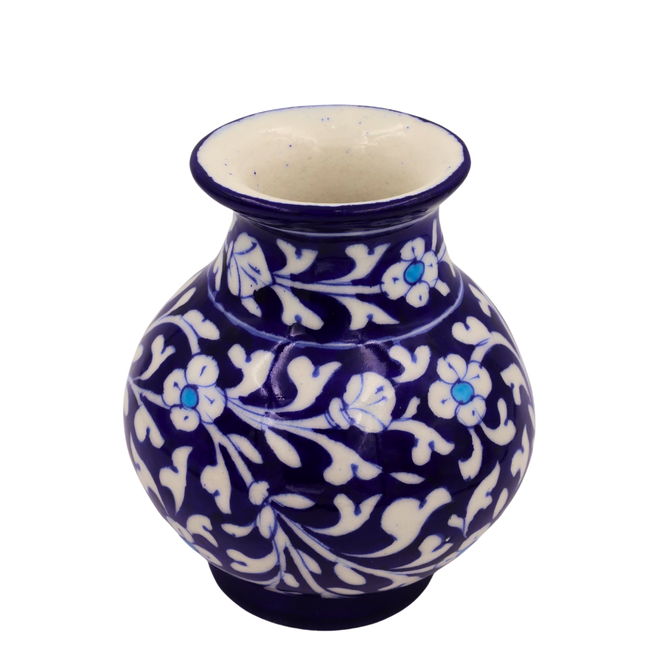 Blue Pottery Flower Vase - Cobalt Blue