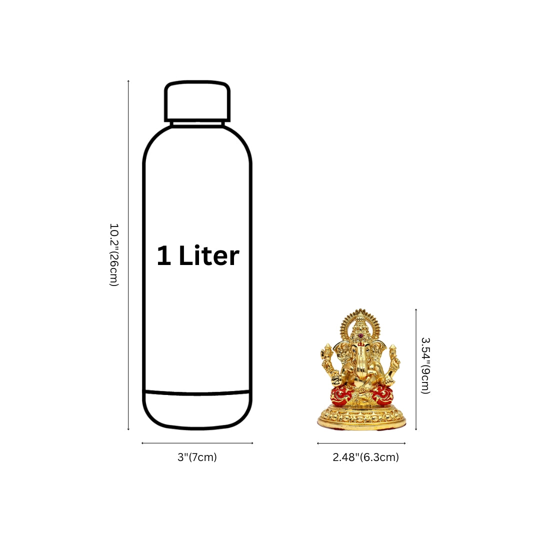 Gold-Coated Ganesha Figurine with Red Dhoti - Spiritual Home Décor