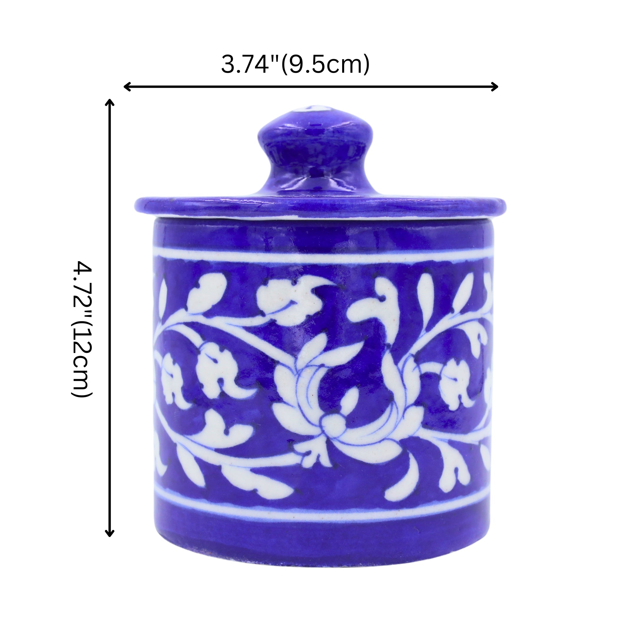 Blue Pottery Jar with Lid - Blue
