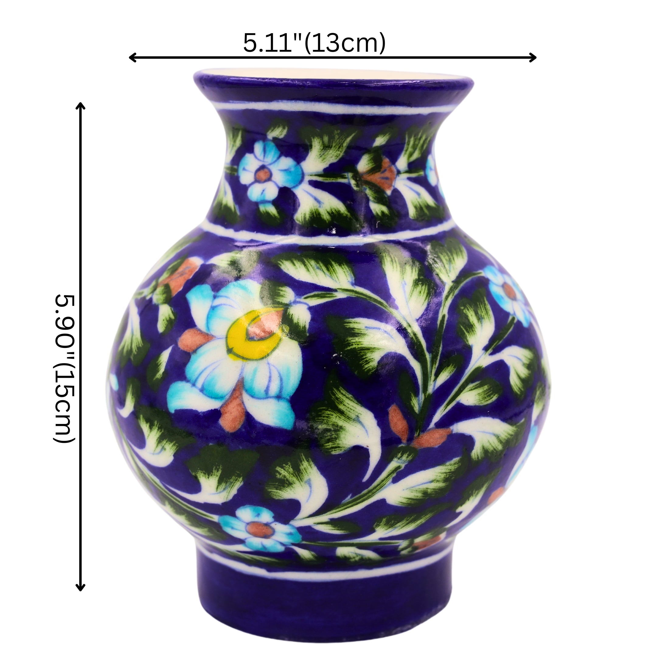 Blue Pottery Flower Vase - Blue
