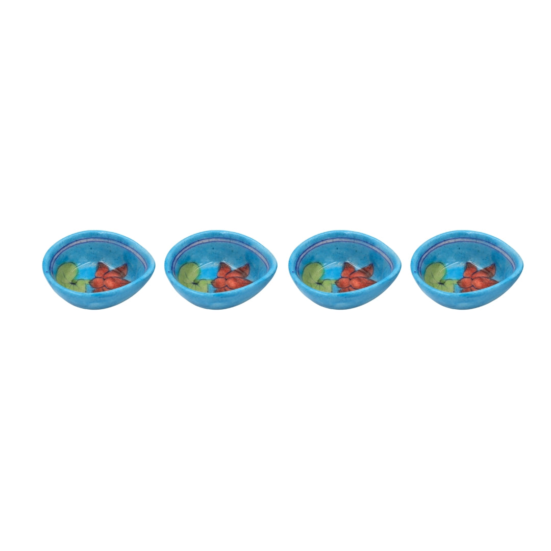 Set of 4 Blue Pottery Sky blue Diyas