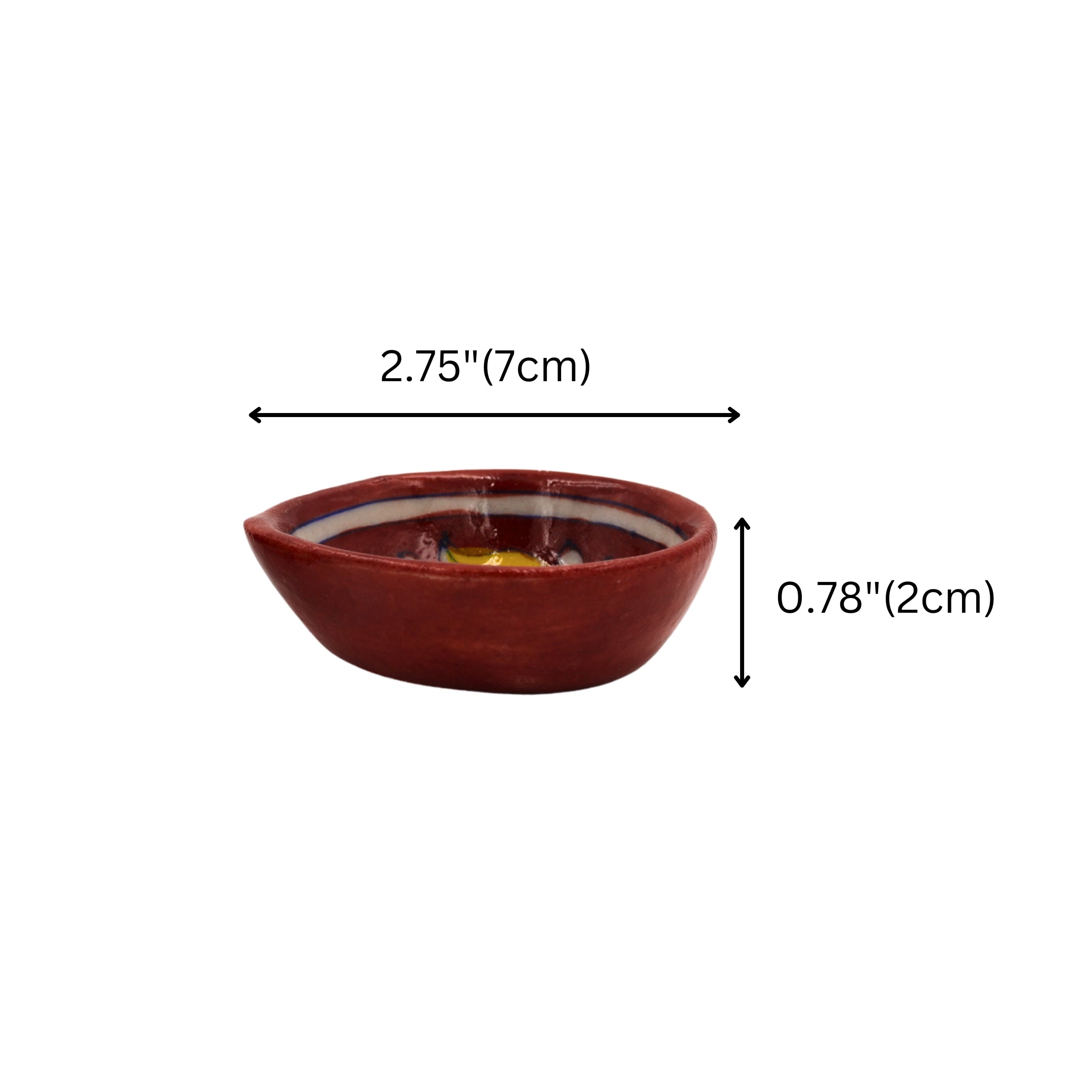 Set of 4 Blue Pottery Red color diyas