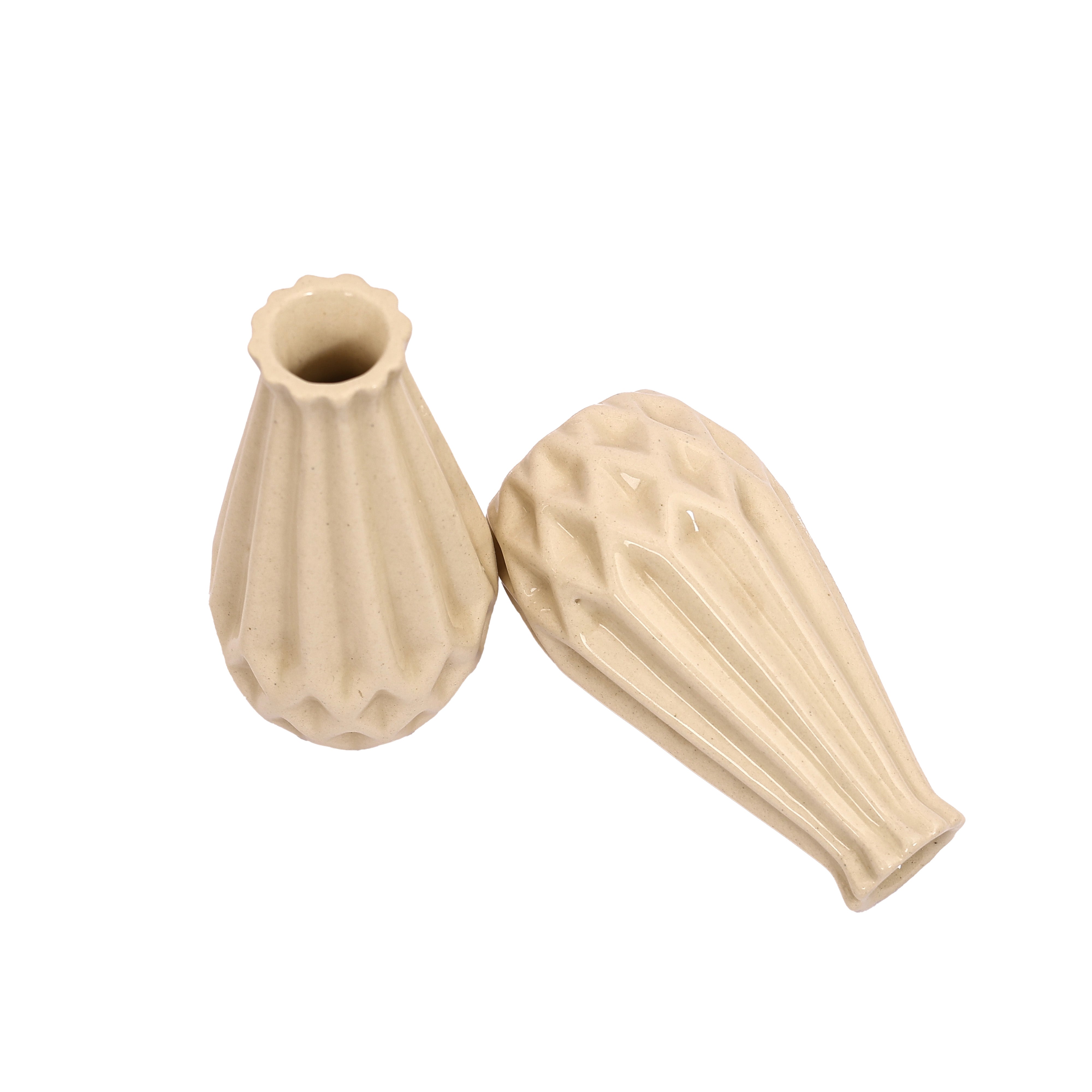 Abstract designed ceramic mini bud vase set (set of 2)