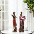 African Musician Figurines for Home Décor—Set of 2—Rustic Brown and Pink