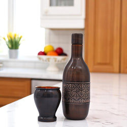 Antique Copper Water bottle with Copper Glass (1.25 litre)