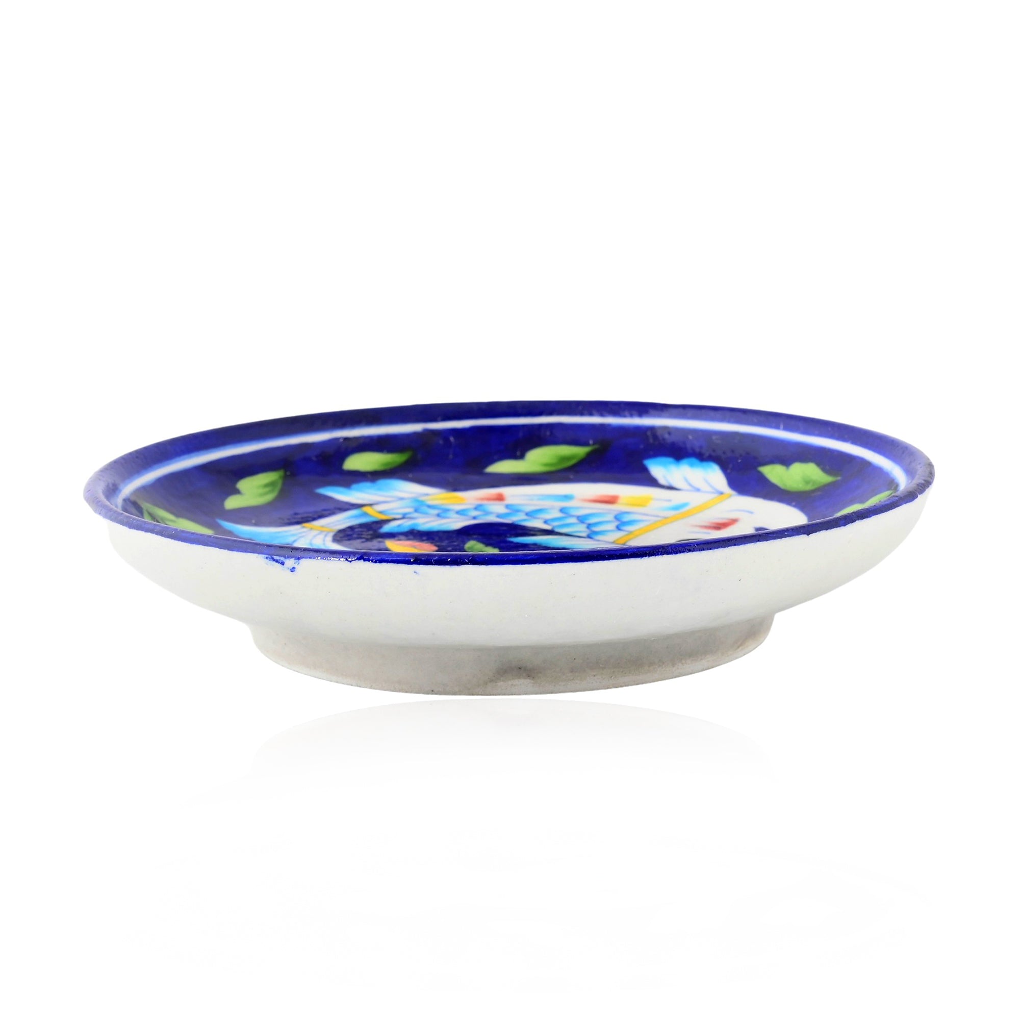 Blue Pottery Fish Pattern Decorative Plate—Blue —8”