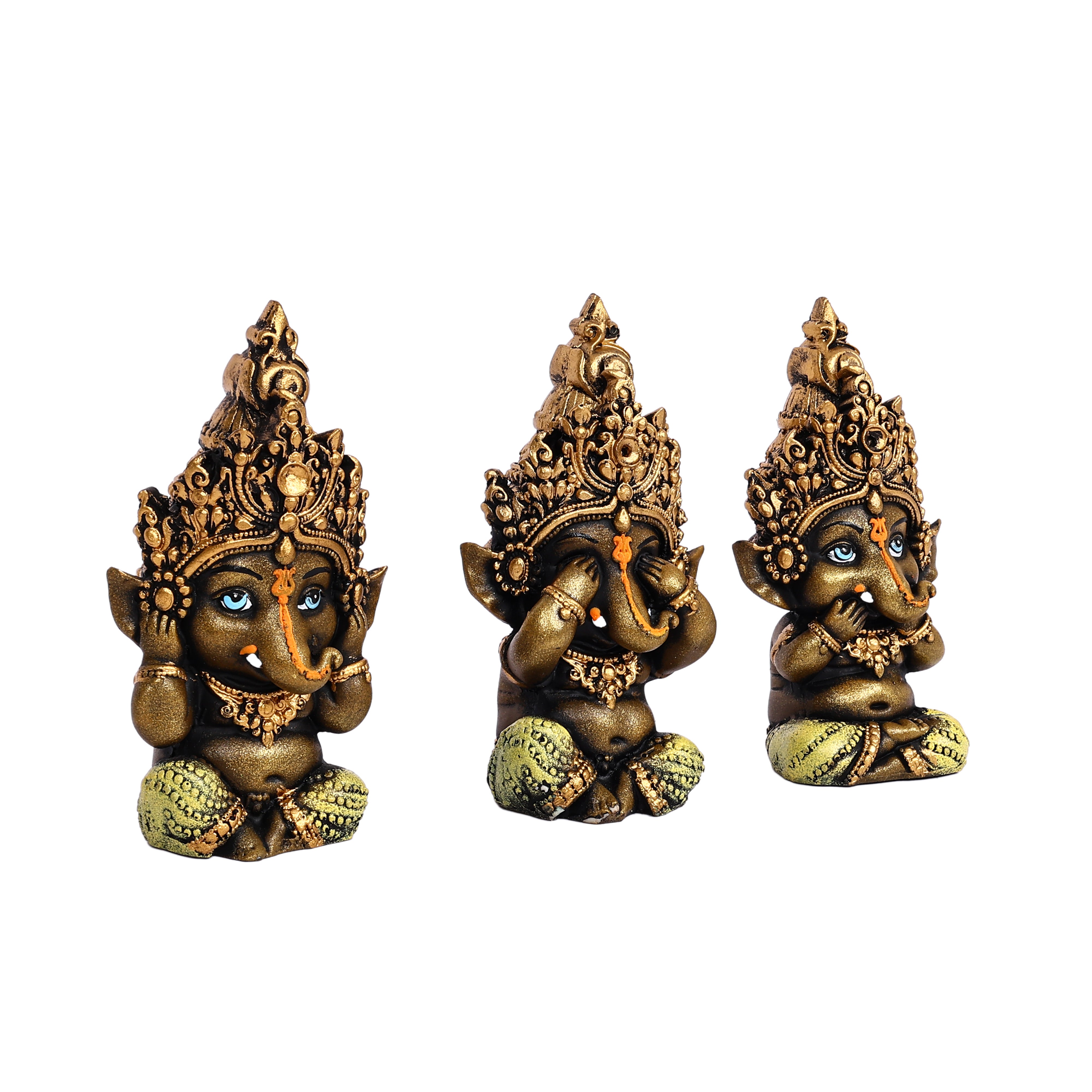 Baal Ganesha Trio for Home Décor—See No Evil, Hear No Evil, Speak No Evil