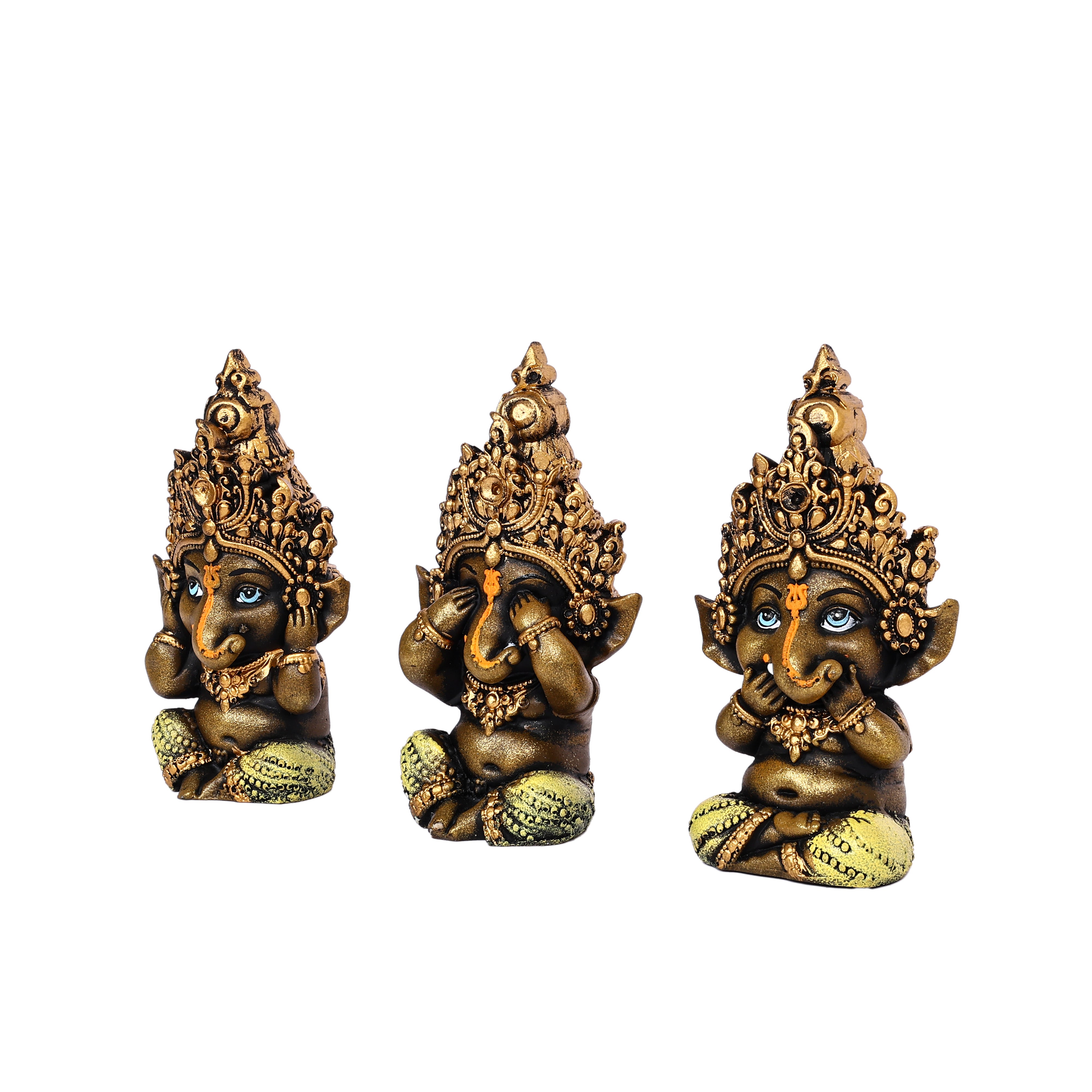 Baal Ganesha Trio for Home Décor—See No Evil, Hear No Evil, Speak No Evil