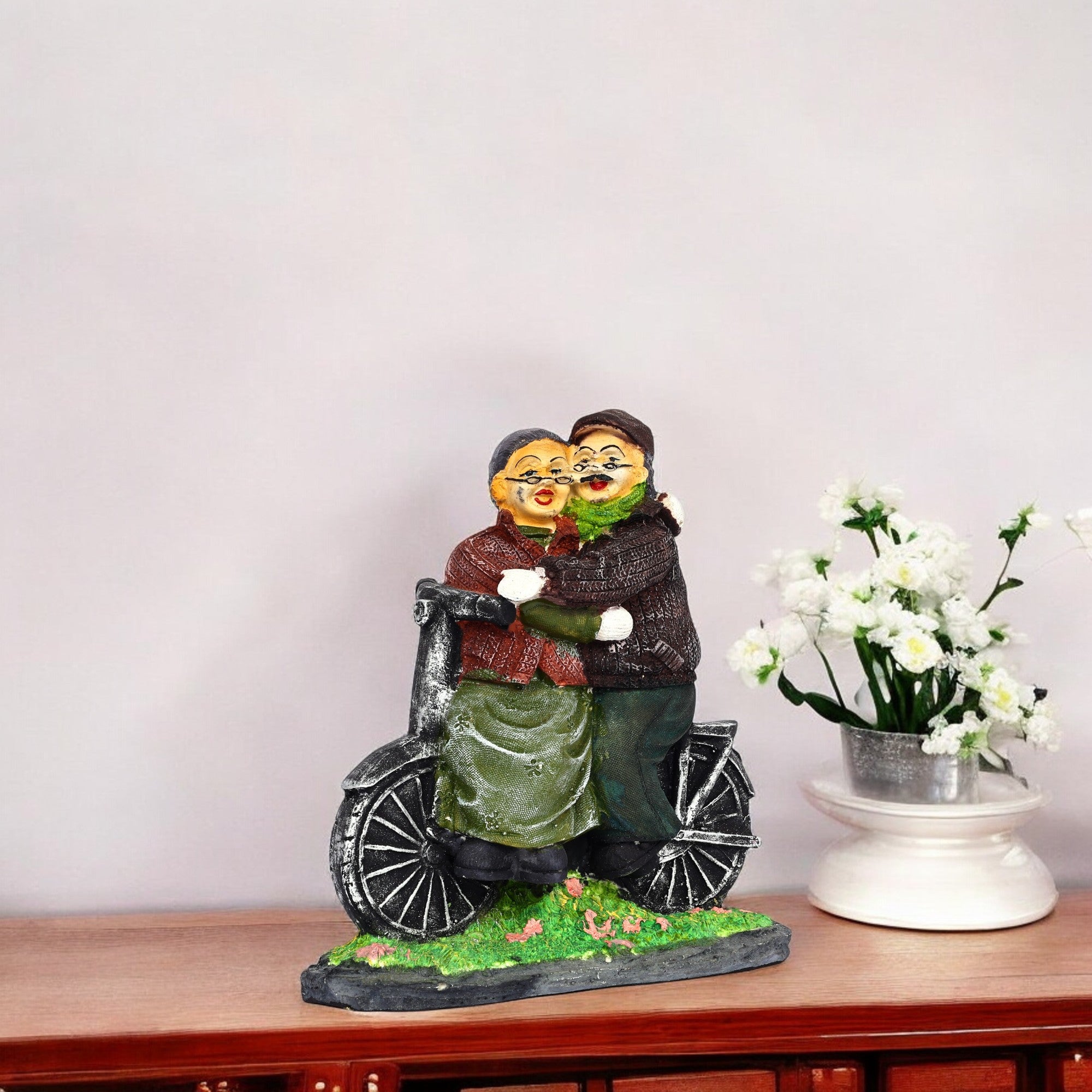 Bicycle Couple Showpiece for Home Décor