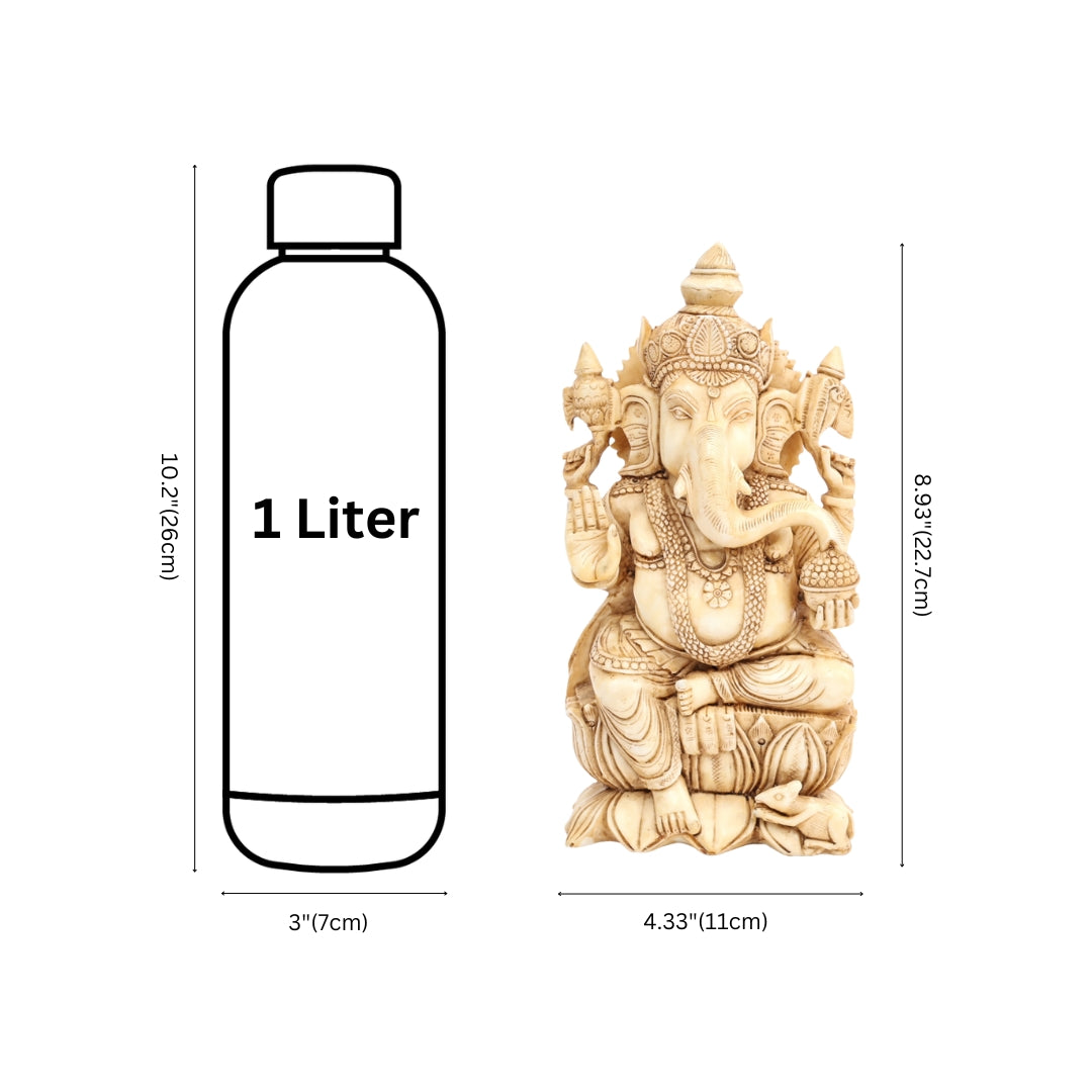 Big Cultured Marble Ganesha Idol - 9 inch
