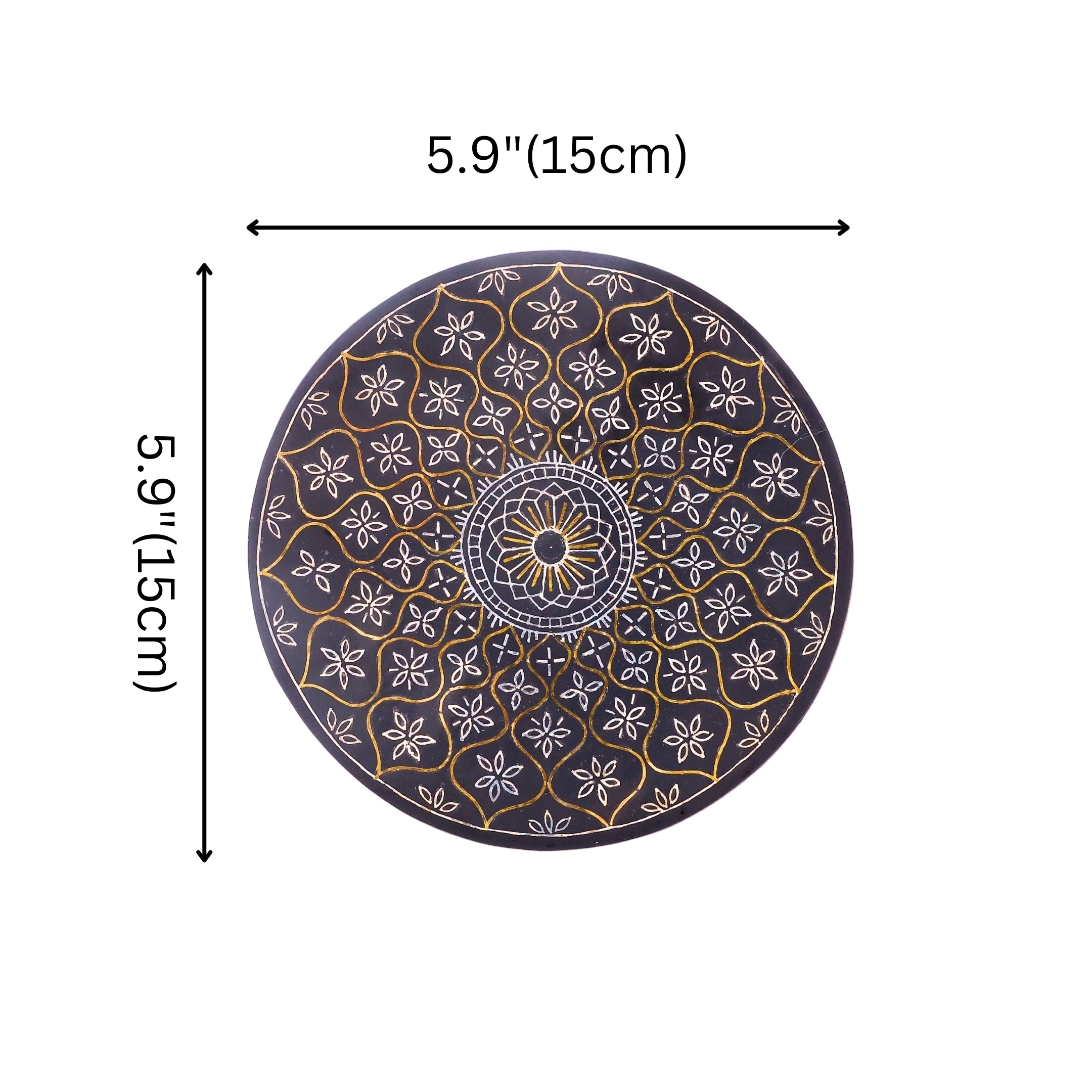 Black Decorative Plate - Bidri Art - Silver Inlay Work 