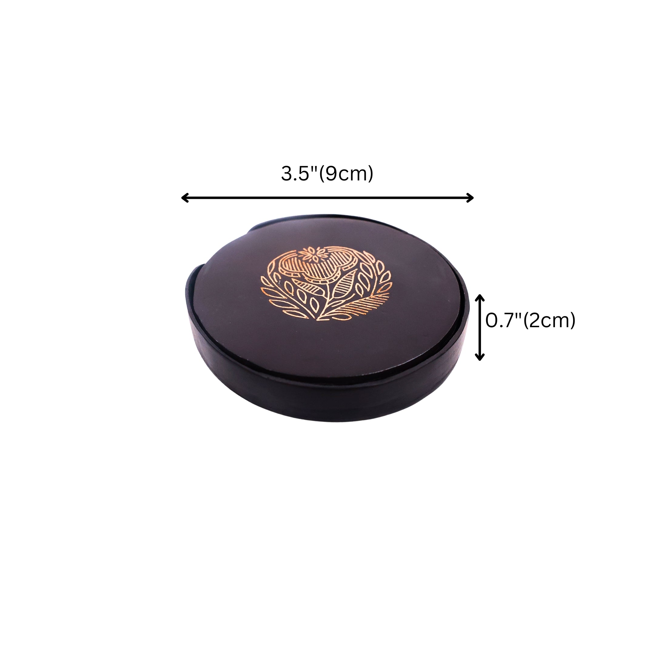 Black Tea Coasters - Bidri Art - Copper Inlay Work 