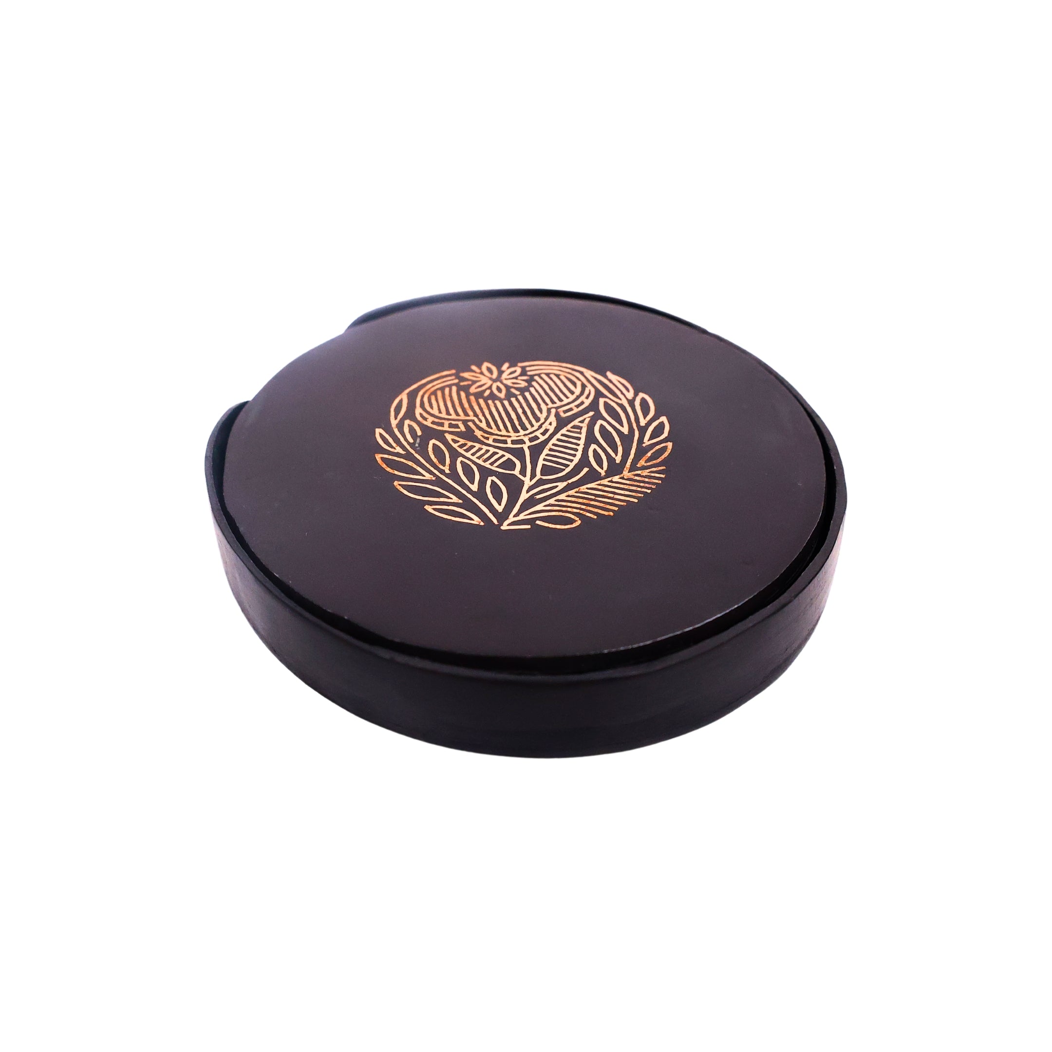 Black Tea Coasters - Bidri Art - Copper Inlay Work 