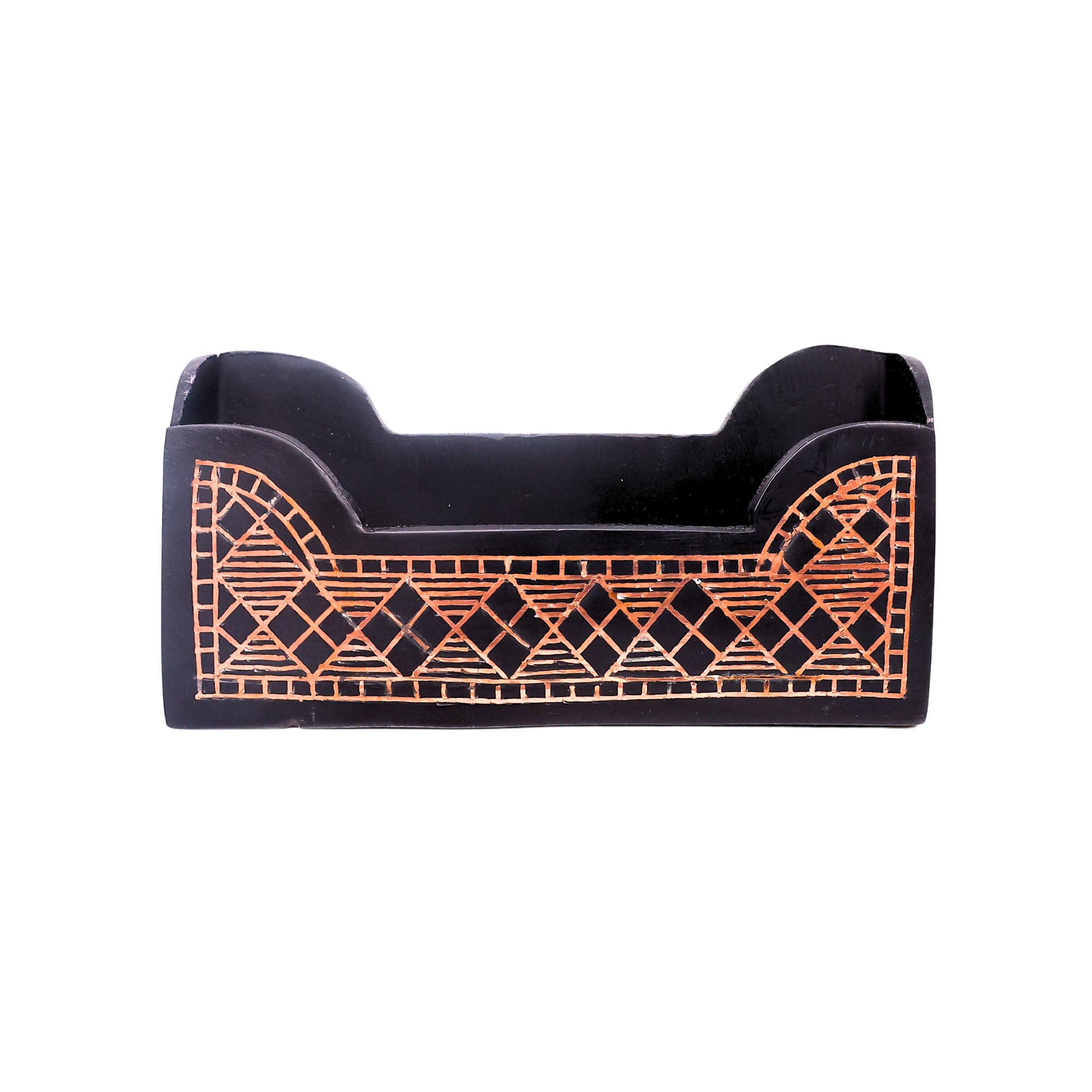 Black Visiting Card Holder - Bidri Art - Copper Inlay Work 