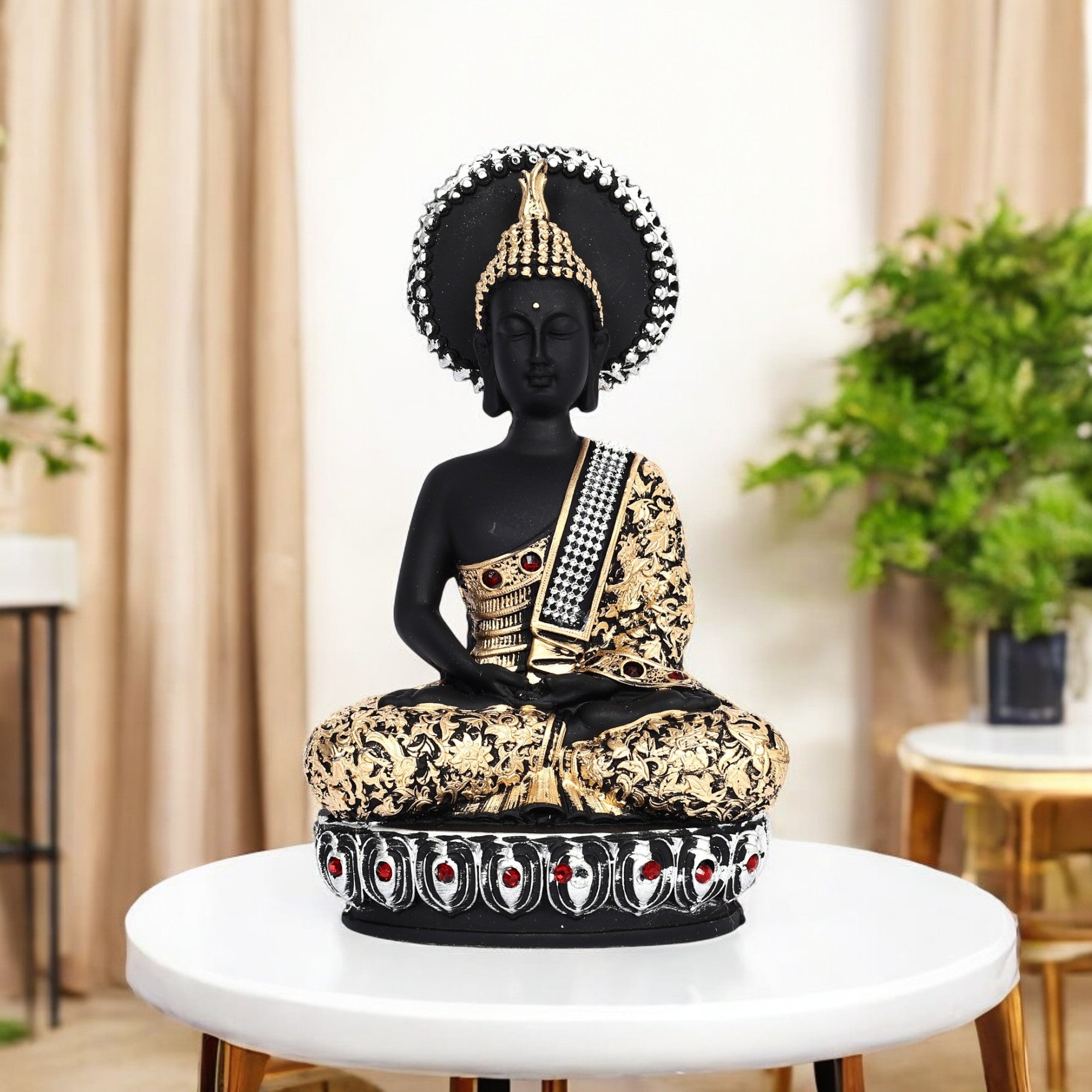 Black and Golden Lord Buddha Idol for Home Décor