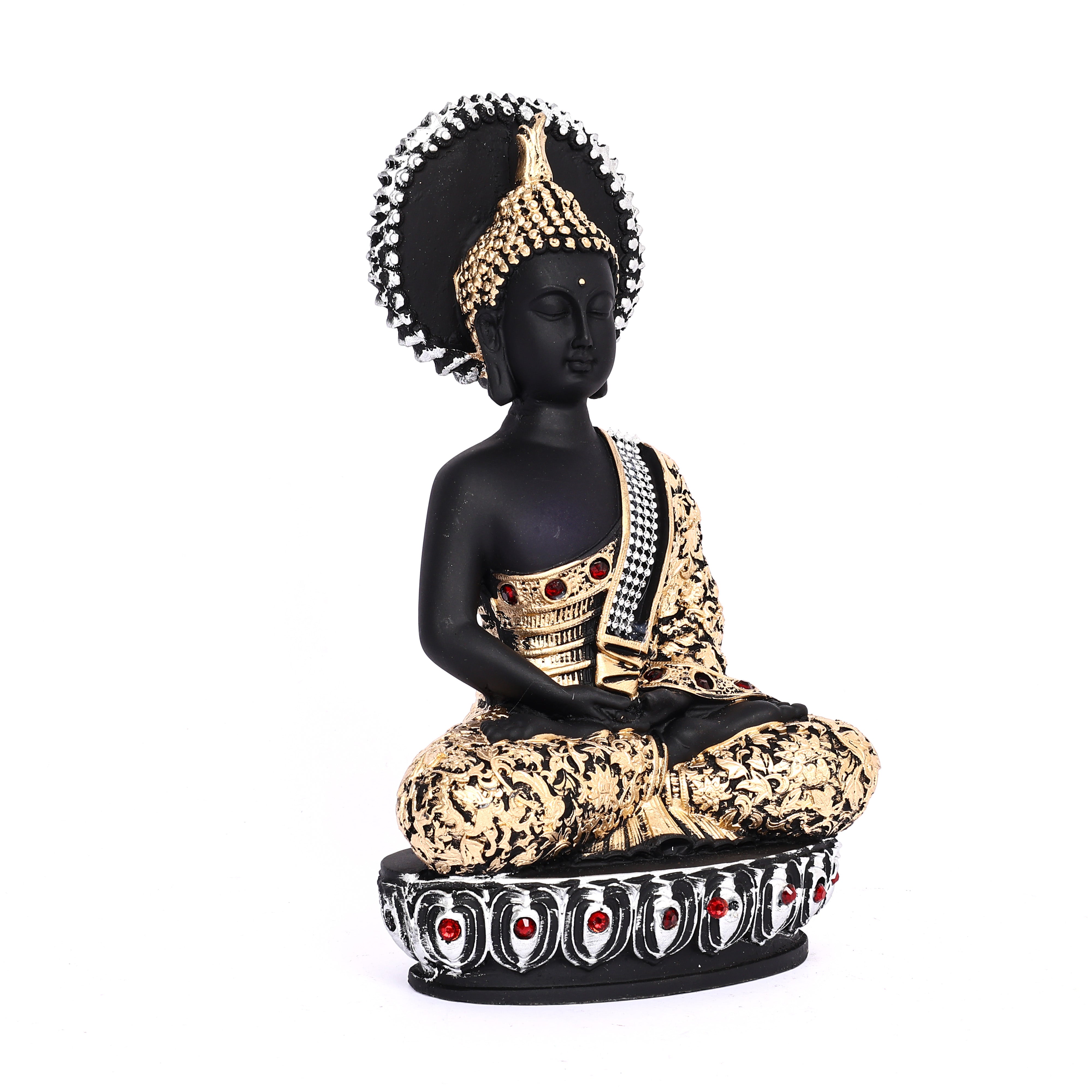 Black and Golden Lord Buddha Idol for Home Décor