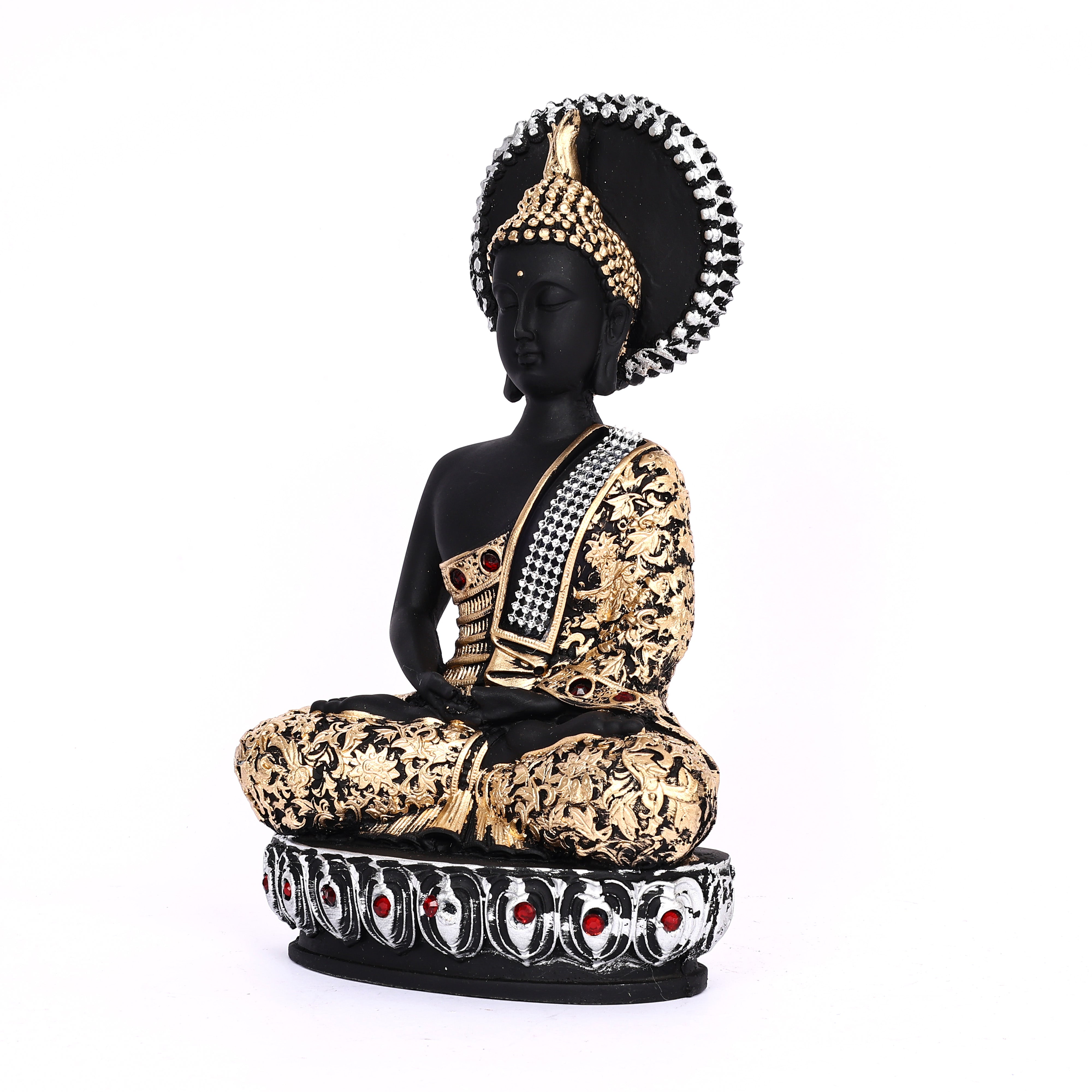 Black and Golden Lord Buddha Idol for Home Décor