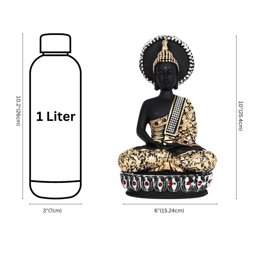 Black and Golden Lord Buddha Idol for Home Décor