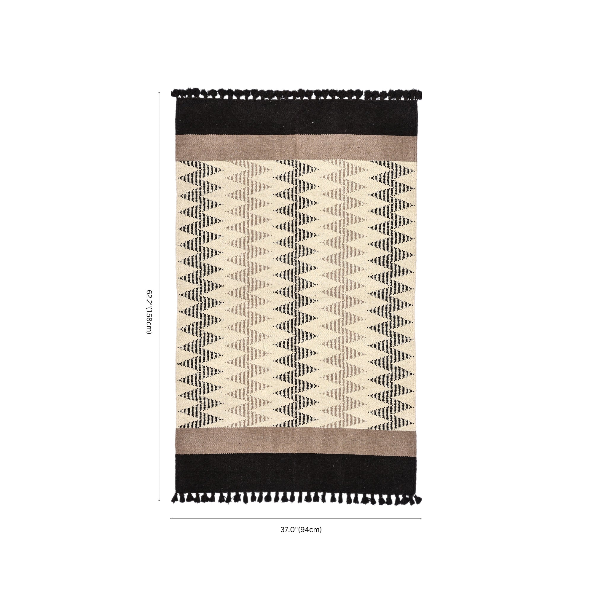 Handwoven Black & Ivory Chevron Pattern Rug/Floor Mat – Jawaja Wool Du ...