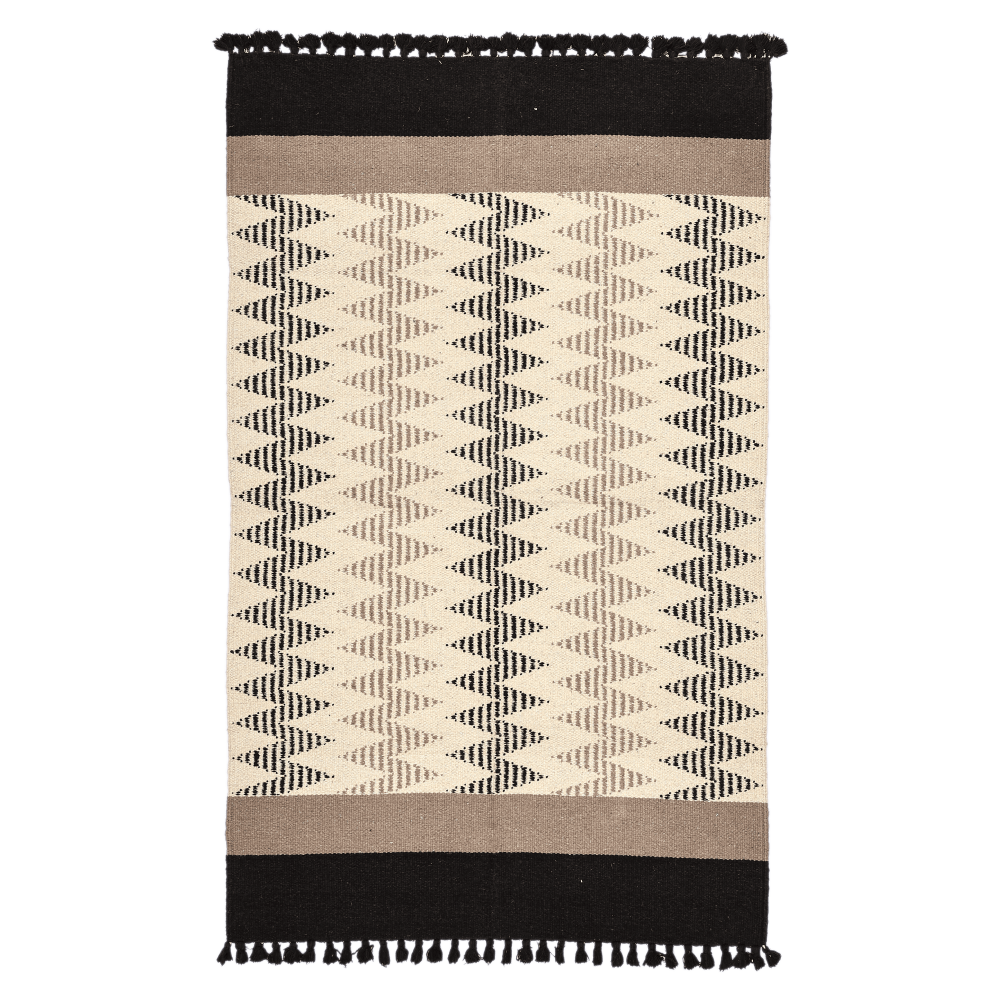 Handwoven Black & Ivory Chevron Pattern Rug/Floor Mat – Jawaja Wool Du ...