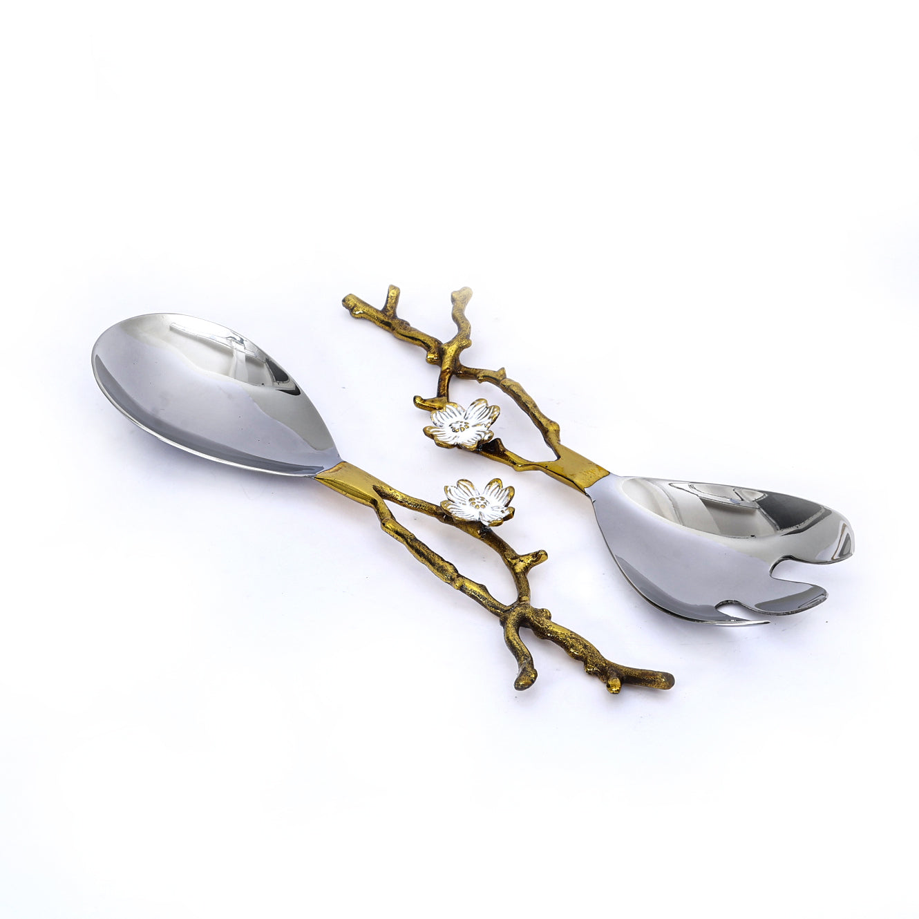 Blossom vines embellished Serving spoon set (Set of 2)