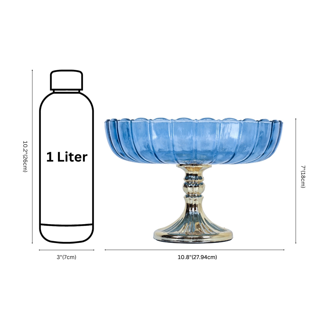 Blue Decorative Glass Fruit Bowl – Elegant Centerpiece for Dining and Home Decor