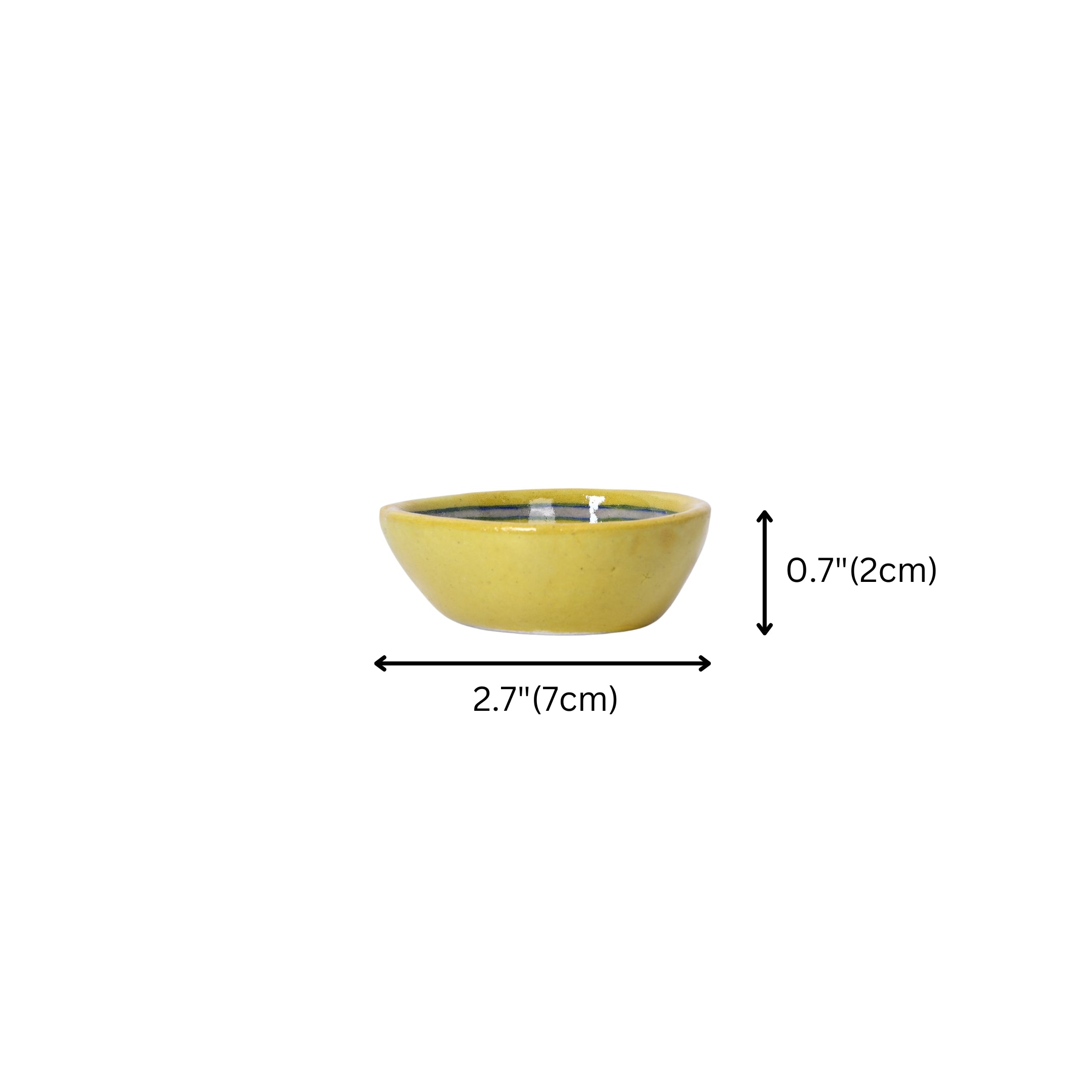Blue Pottery Diyas - Set of 4 - Yellow