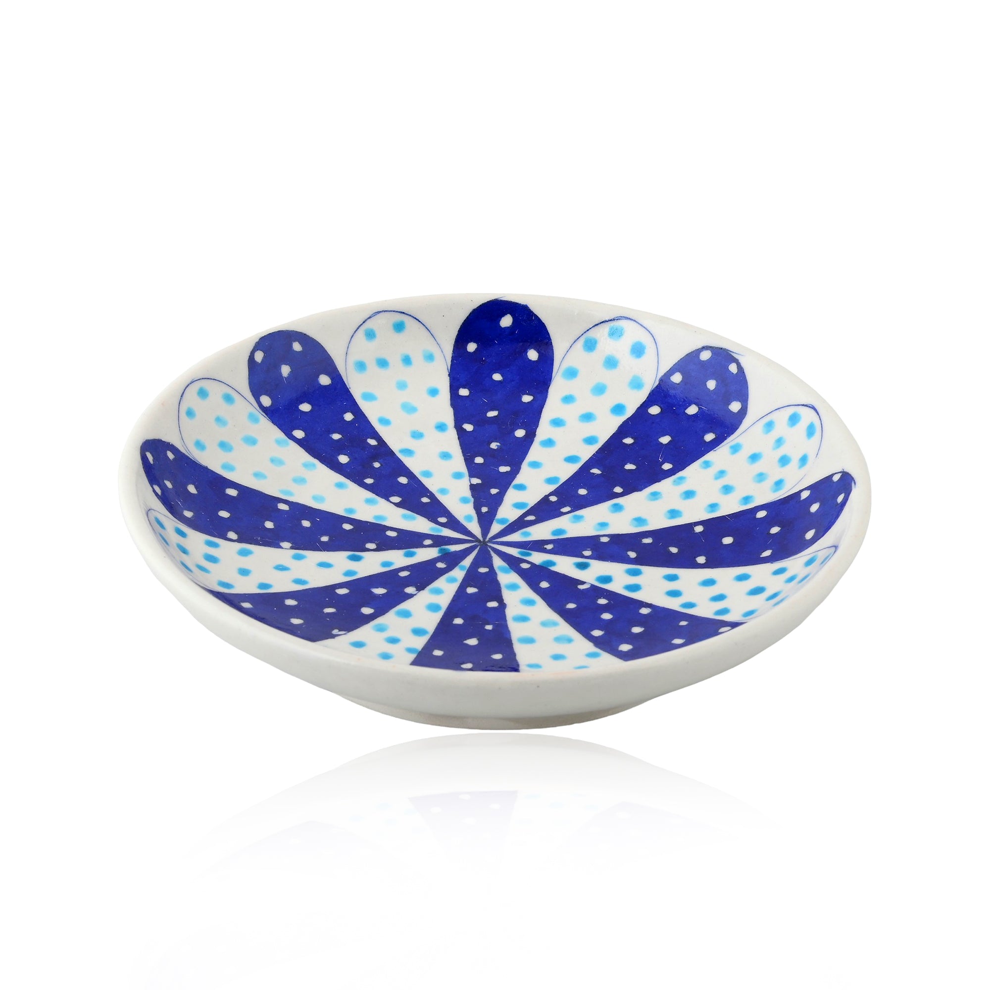 Blue Pottery Dotted Pattern Decorative Plate