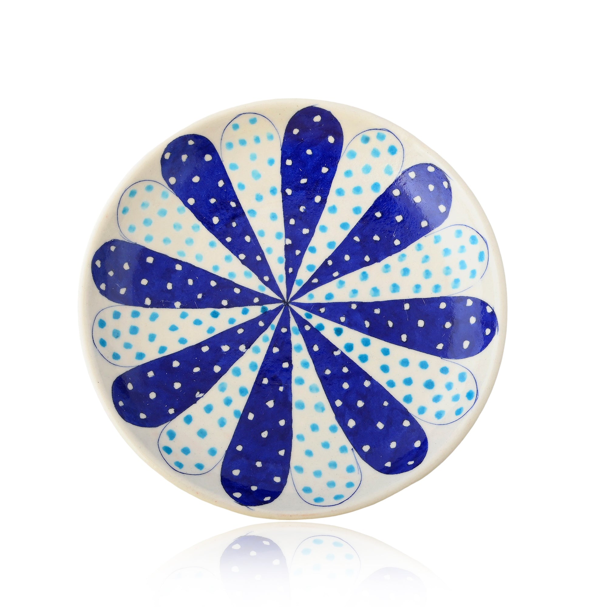 Blue Pottery Dotted Pattern Decorative Plate