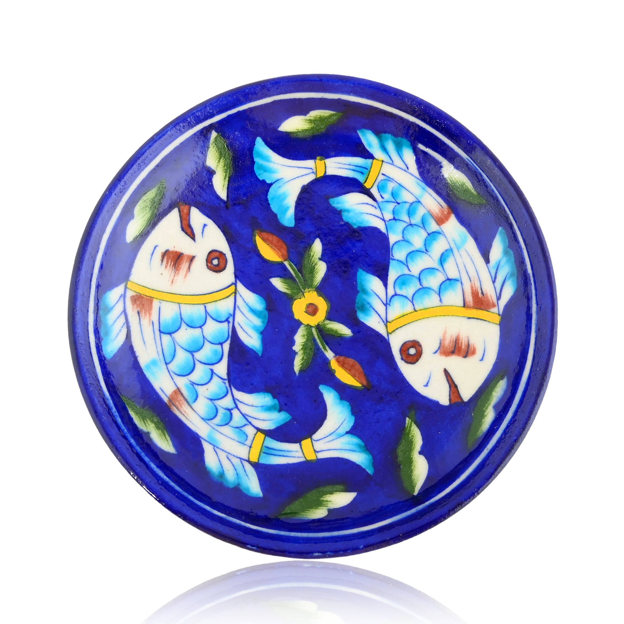 Blue Pottery Fish Pattern Decorative Plate—Blue —6”