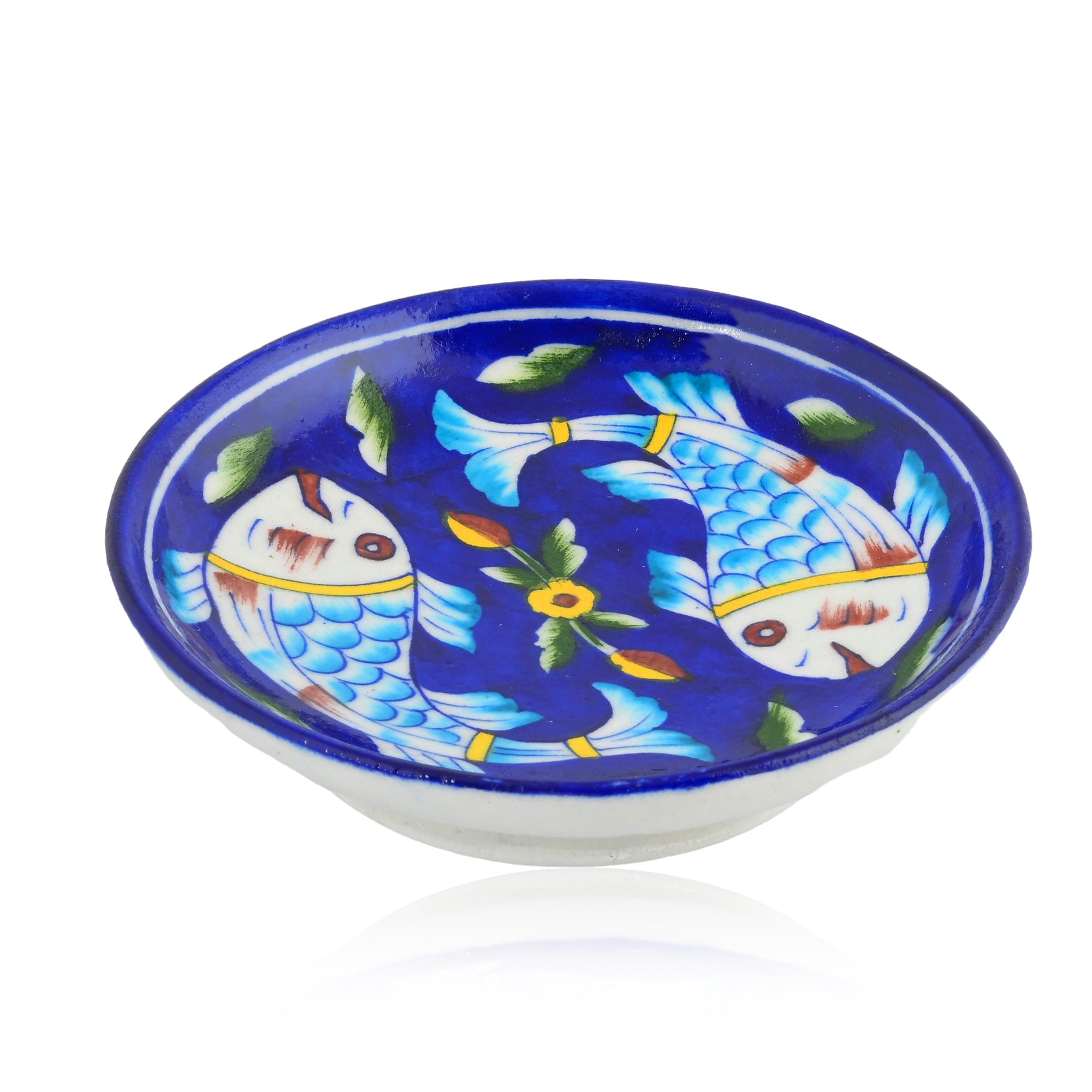 Blue Pottery Fish Pattern Decorative Plate—Blue —6”