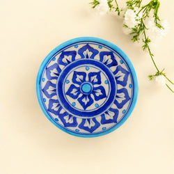Blue Pottery Floral Pattern Decorative Plate—Blue—6”