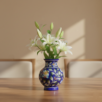 Blue Pottery Flower Vase - Blue