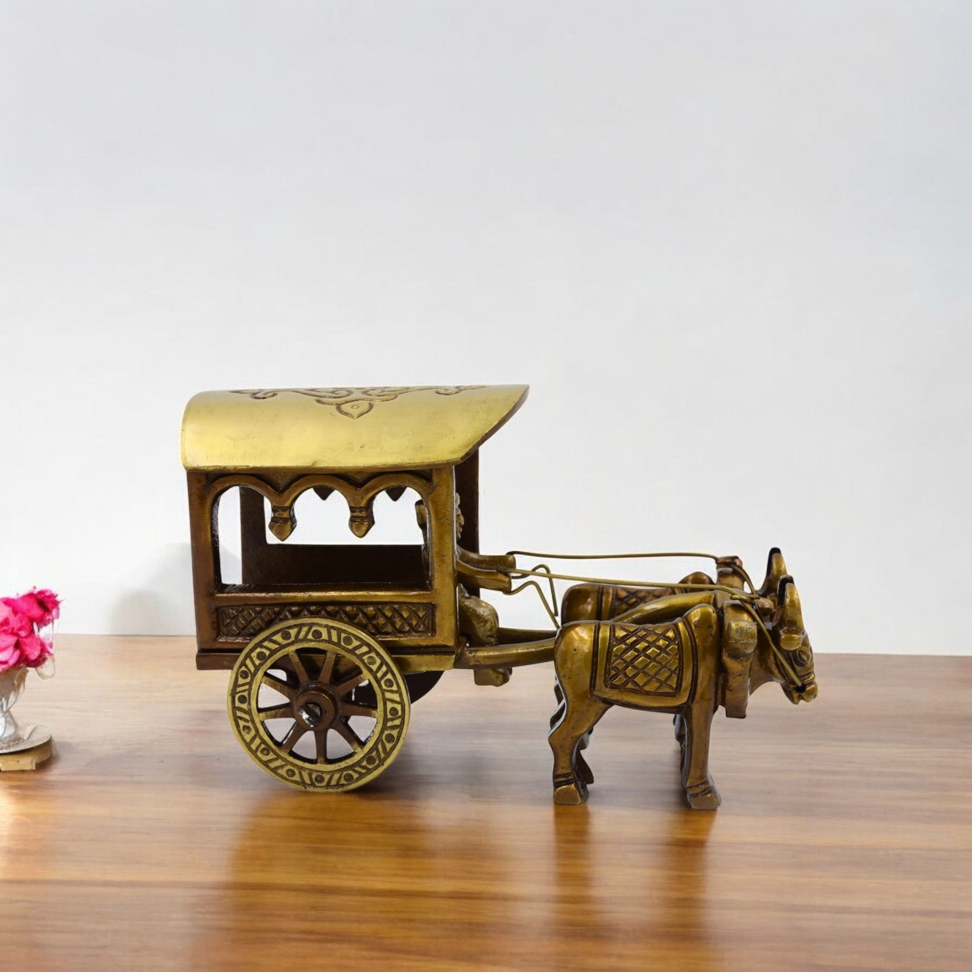 Brass Bullock Cart Statue Showpiece for Home Decor Gift
