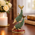 Brass Dolphin Pair Statue with Stone Inlay Work – Vastu Decor Item