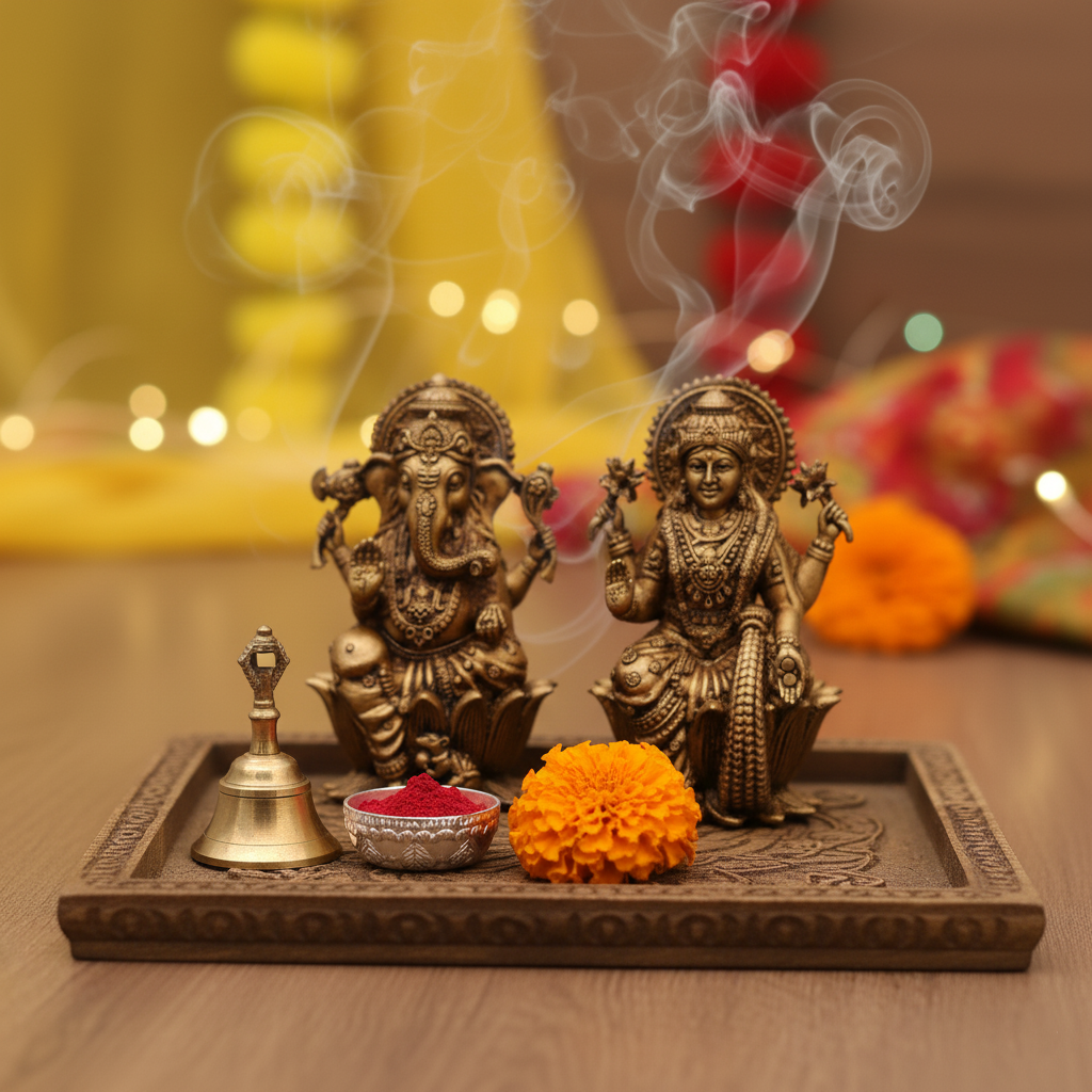 Brass Ganesh Lakshmi Set – Work desk Idol