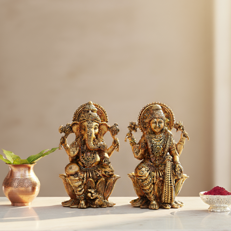 Brass Ganesh Lakshmi Set – Work desk Idol
