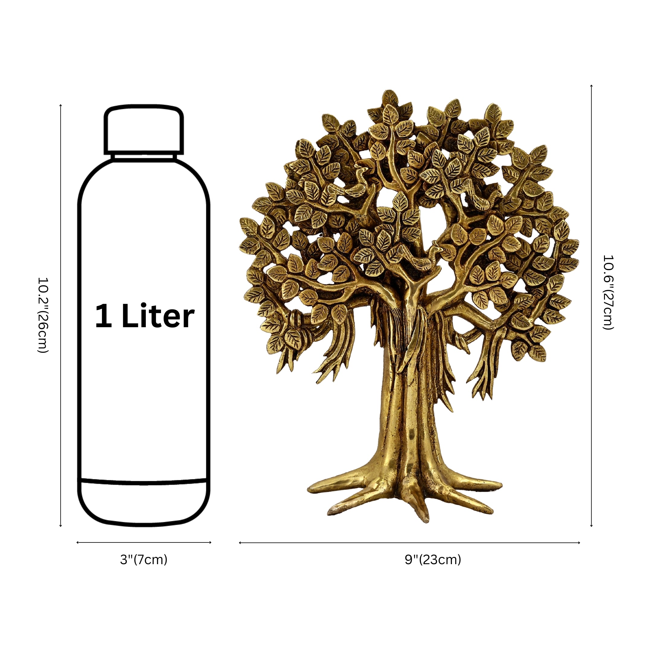Brass Kalpavriksha Tree Showpiece Trees of Life  |  Best in Living Room, Table Decoration with Antique Polish
