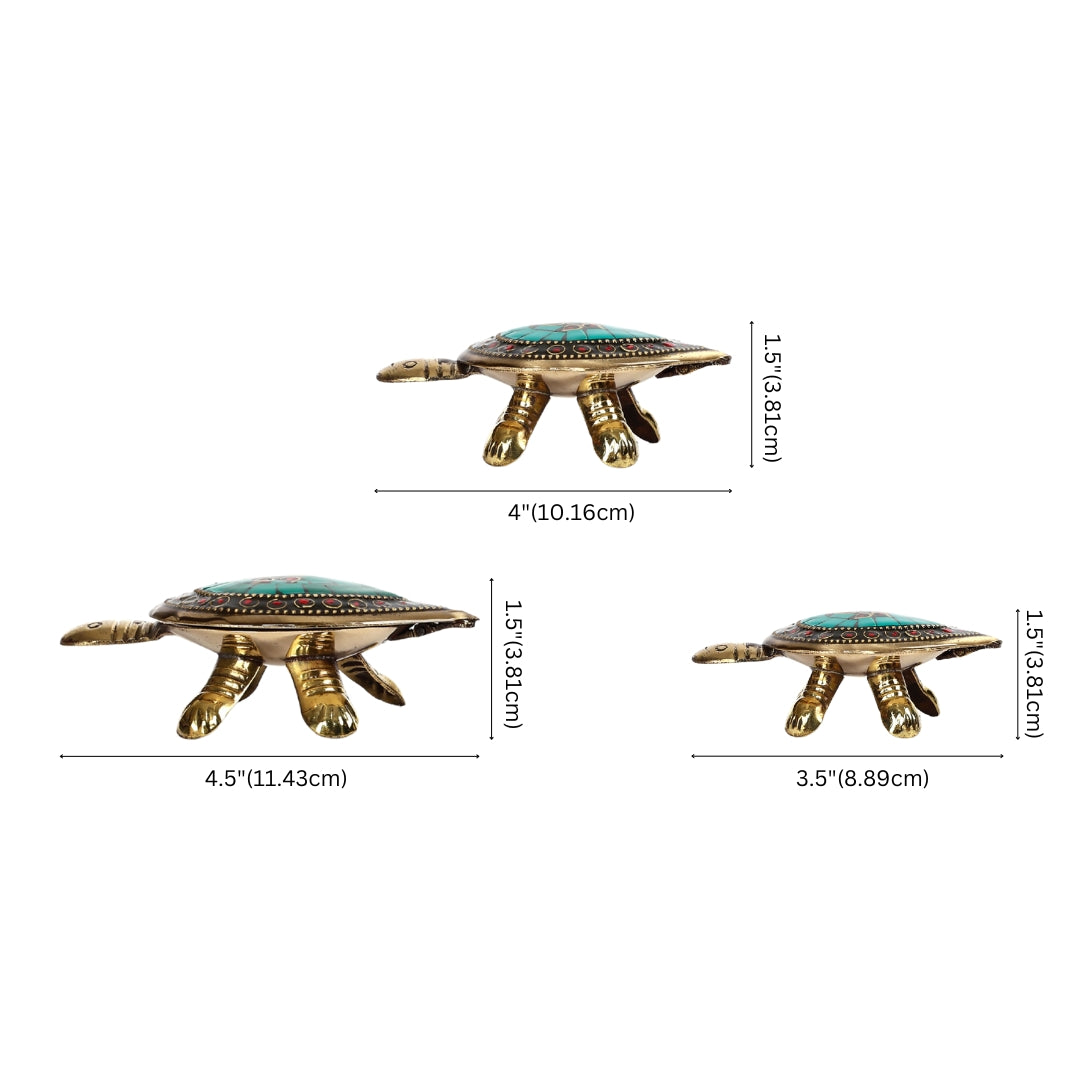 Brass Wish Tortoise with Secret Wish Compartment --  Set of 3
