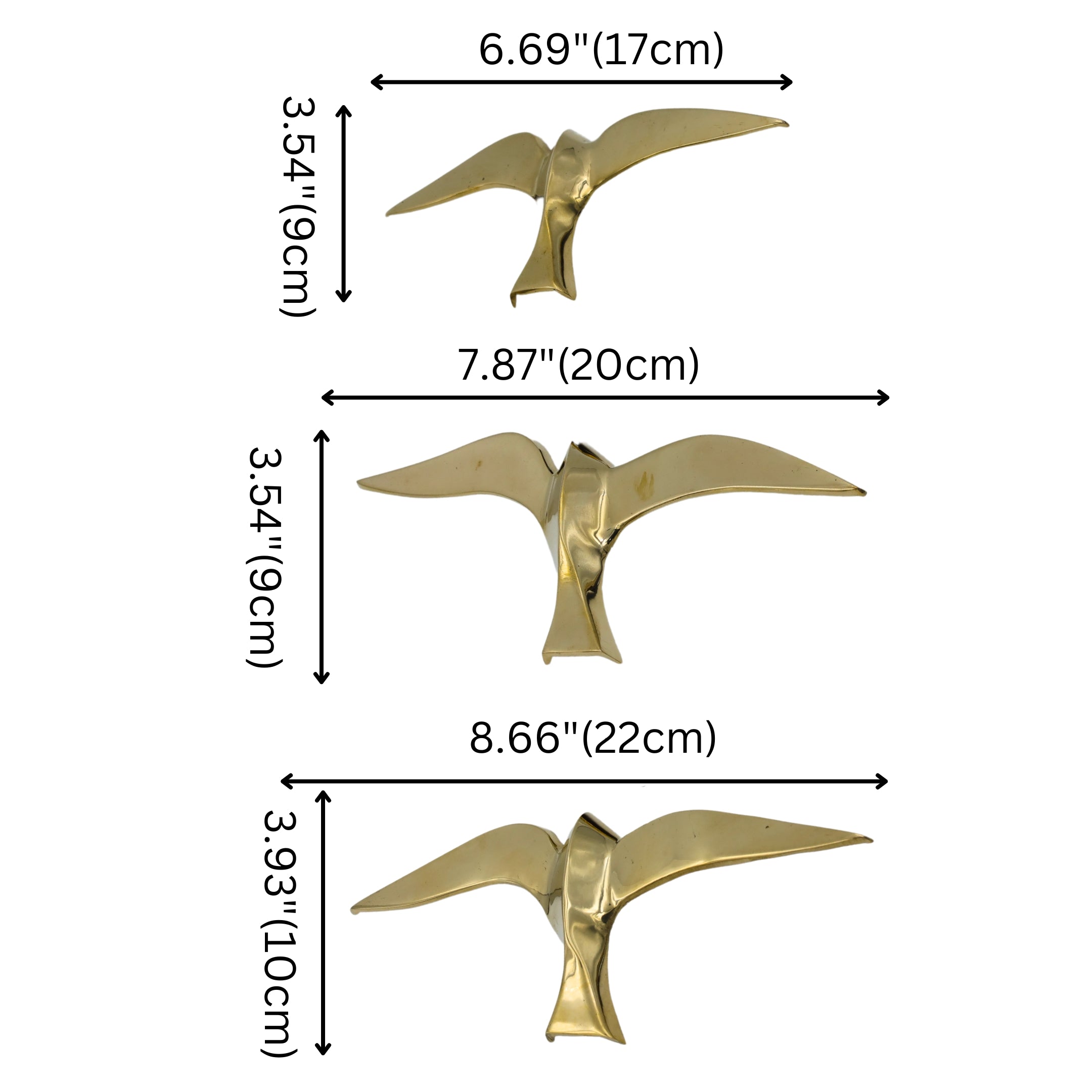 Brass flying birds-Set of 3