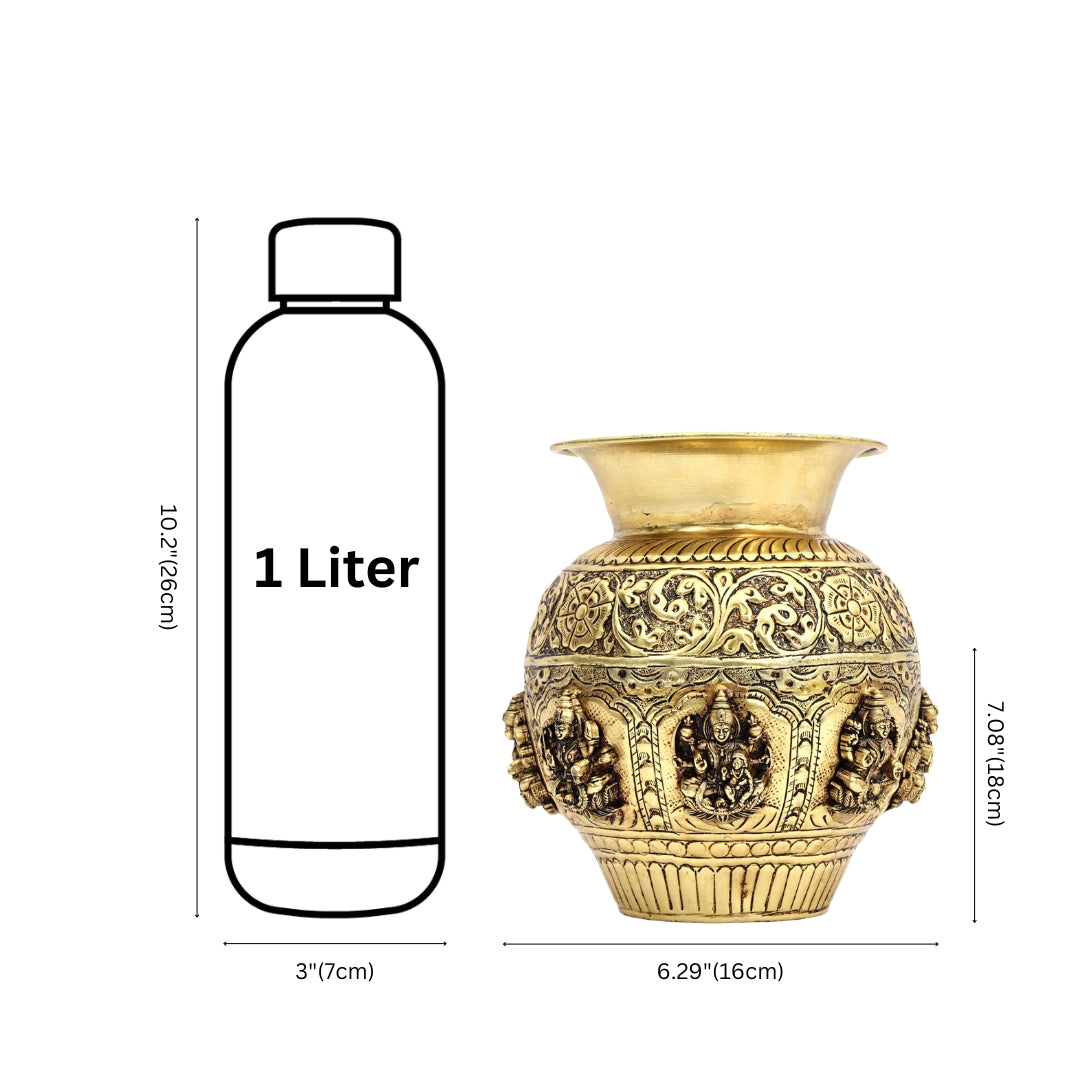 Brass handcrafted Embossed Dashavatar Kalash