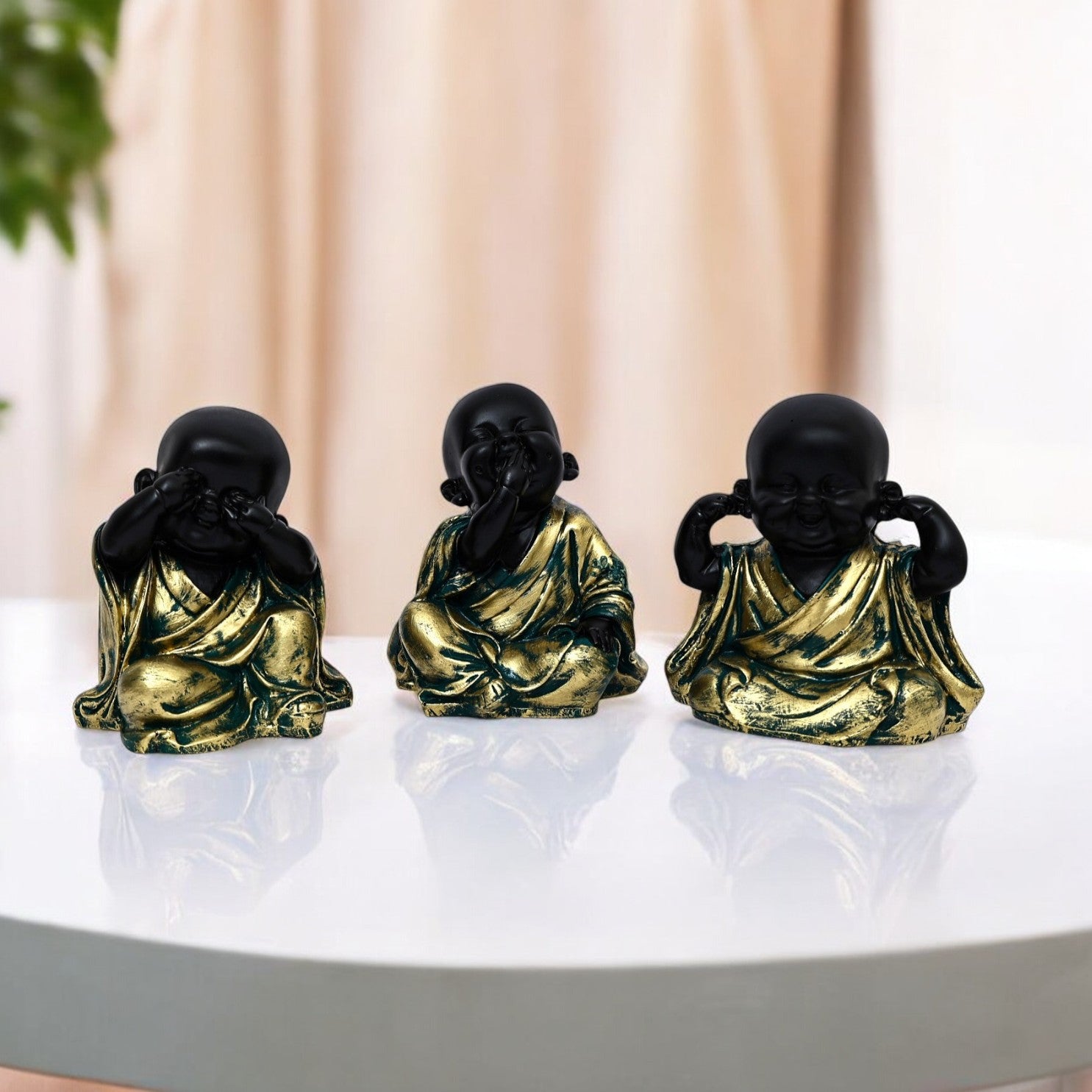 Bronze 3 wise Buddha figurines