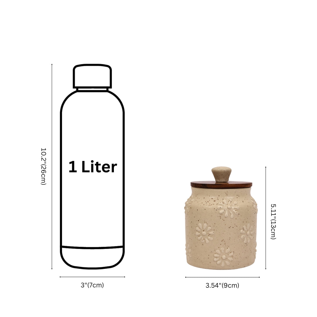 Ceramic Air-tight Jars with flower embossed pattern