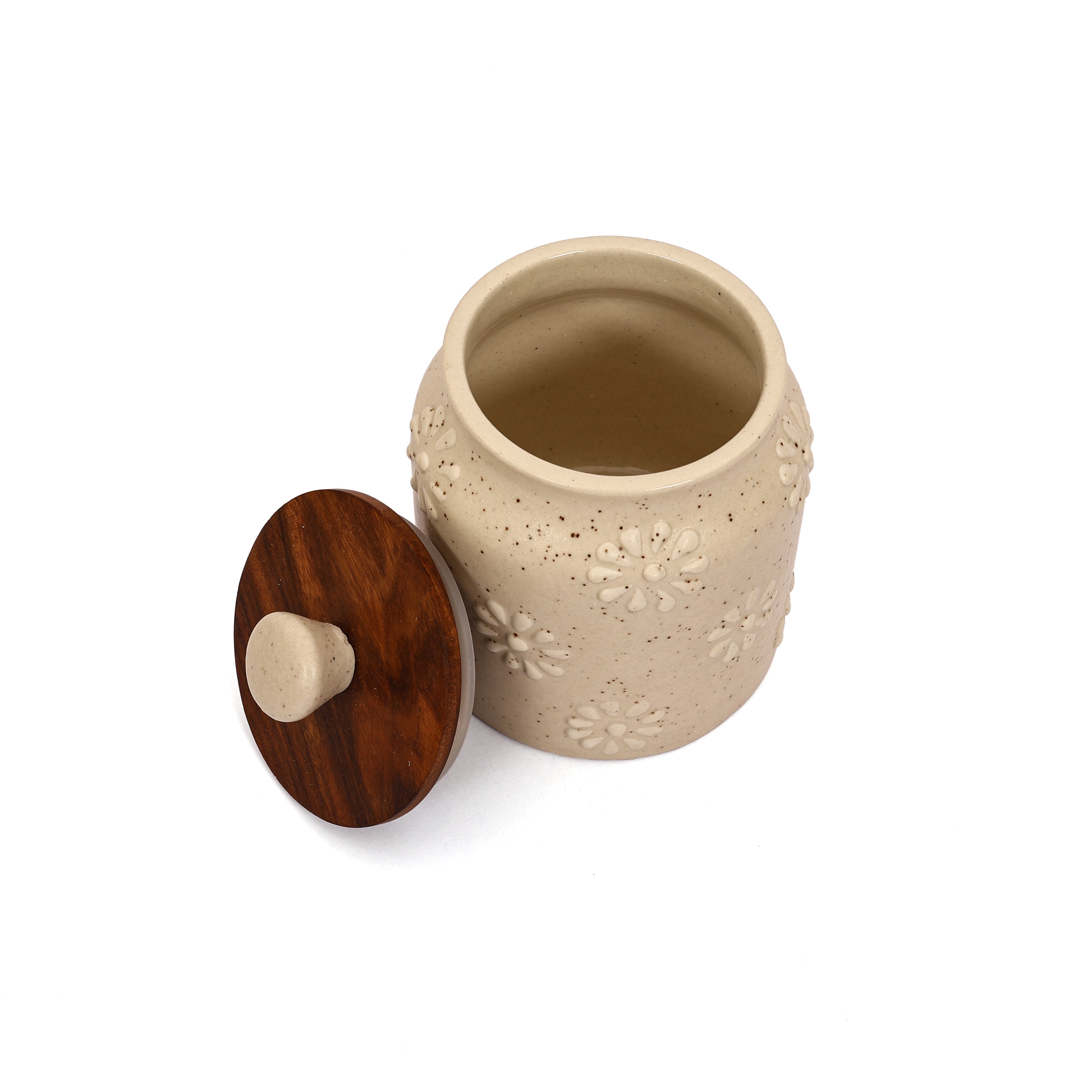 Ceramic Air-tight Jars with flower embossed pattern