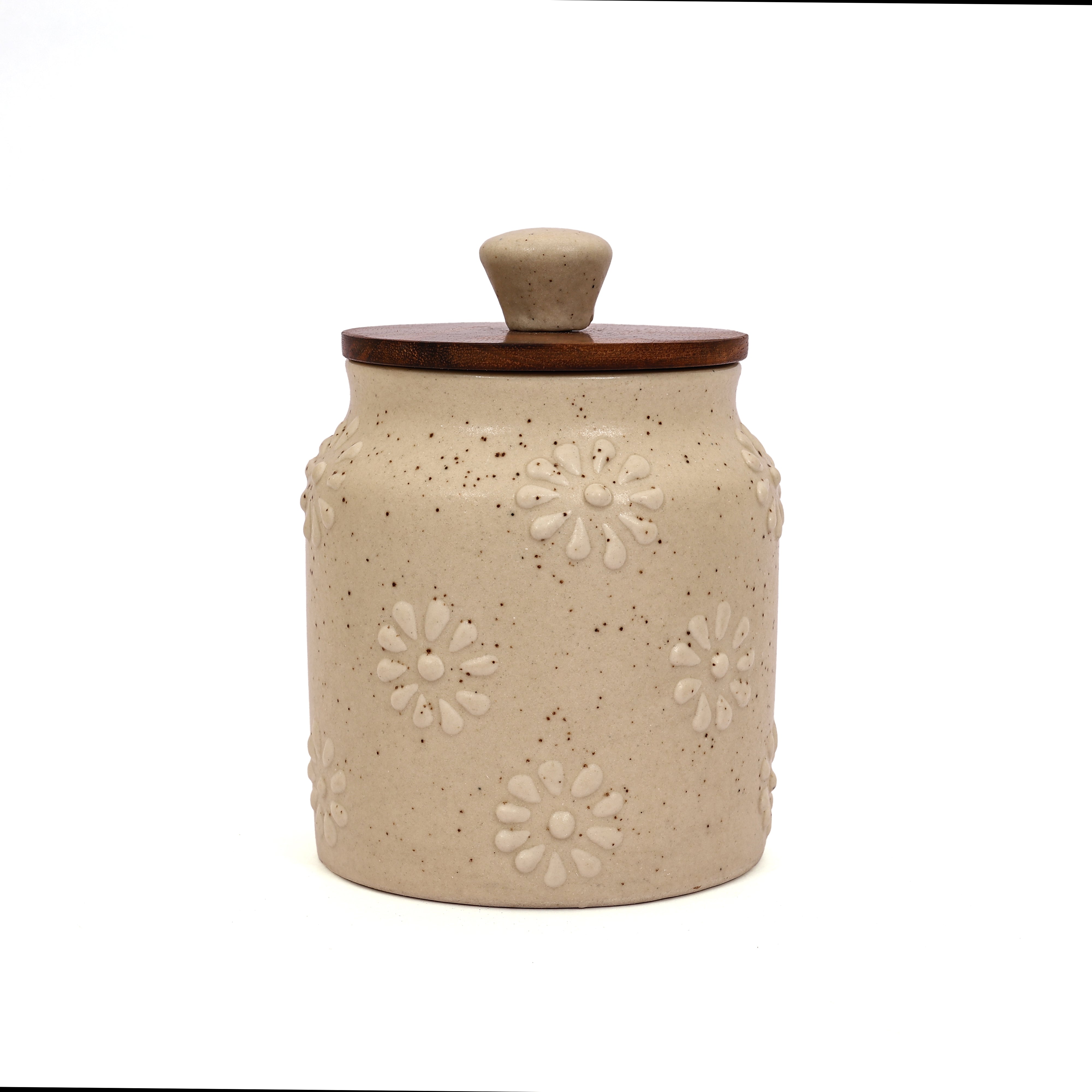 Ceramic Air-tight Jars with flower embossed pattern