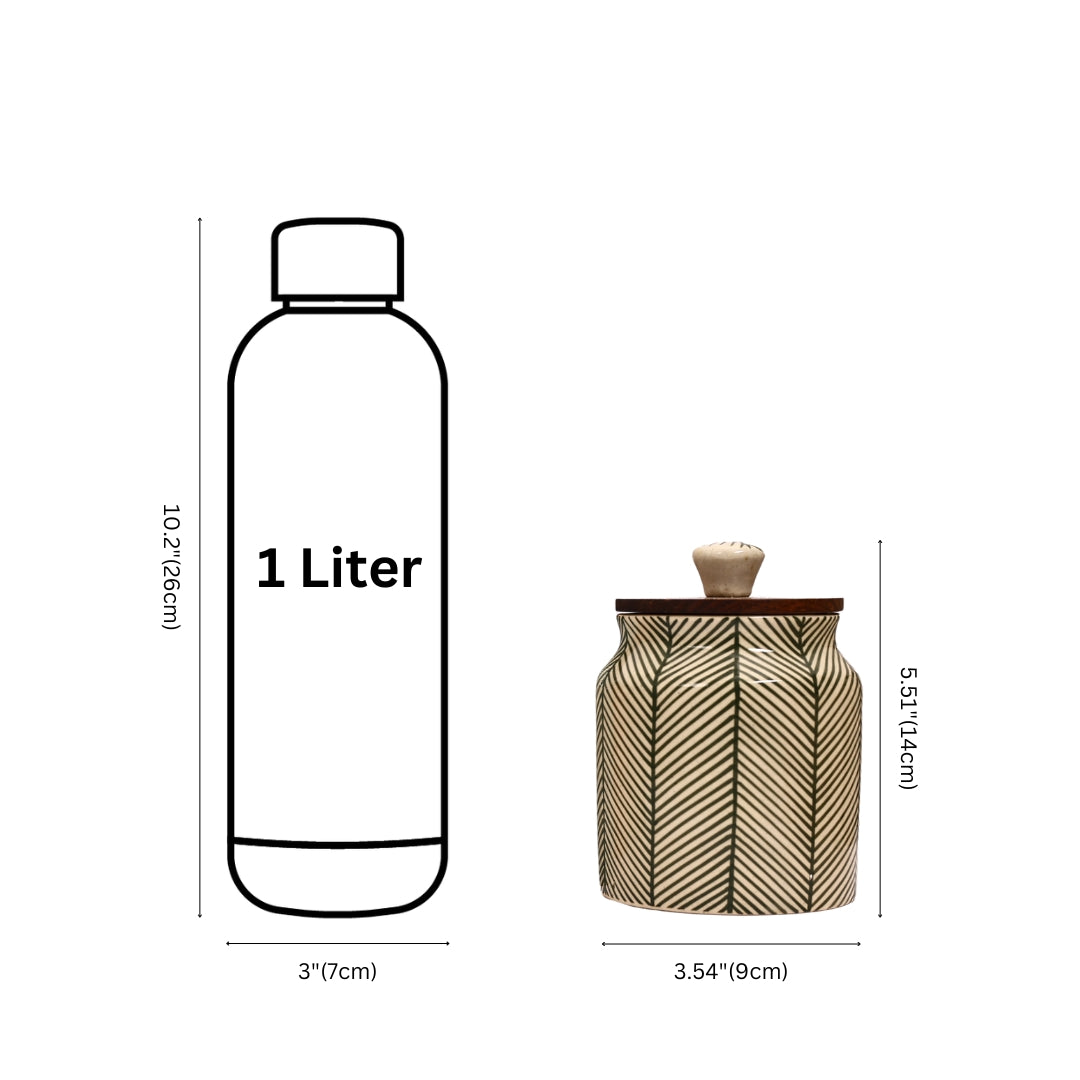 Ceramic Jar with Wooden Lid (Set of 4)