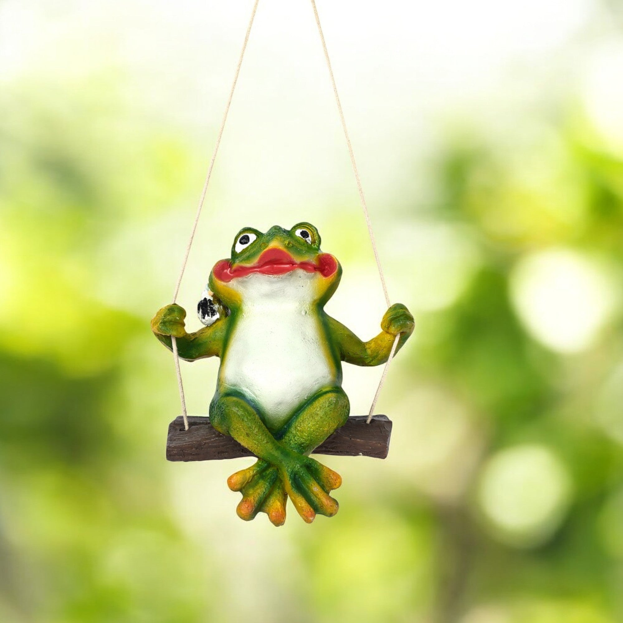 Charming Frog Figurine with Swing for Wall Décor