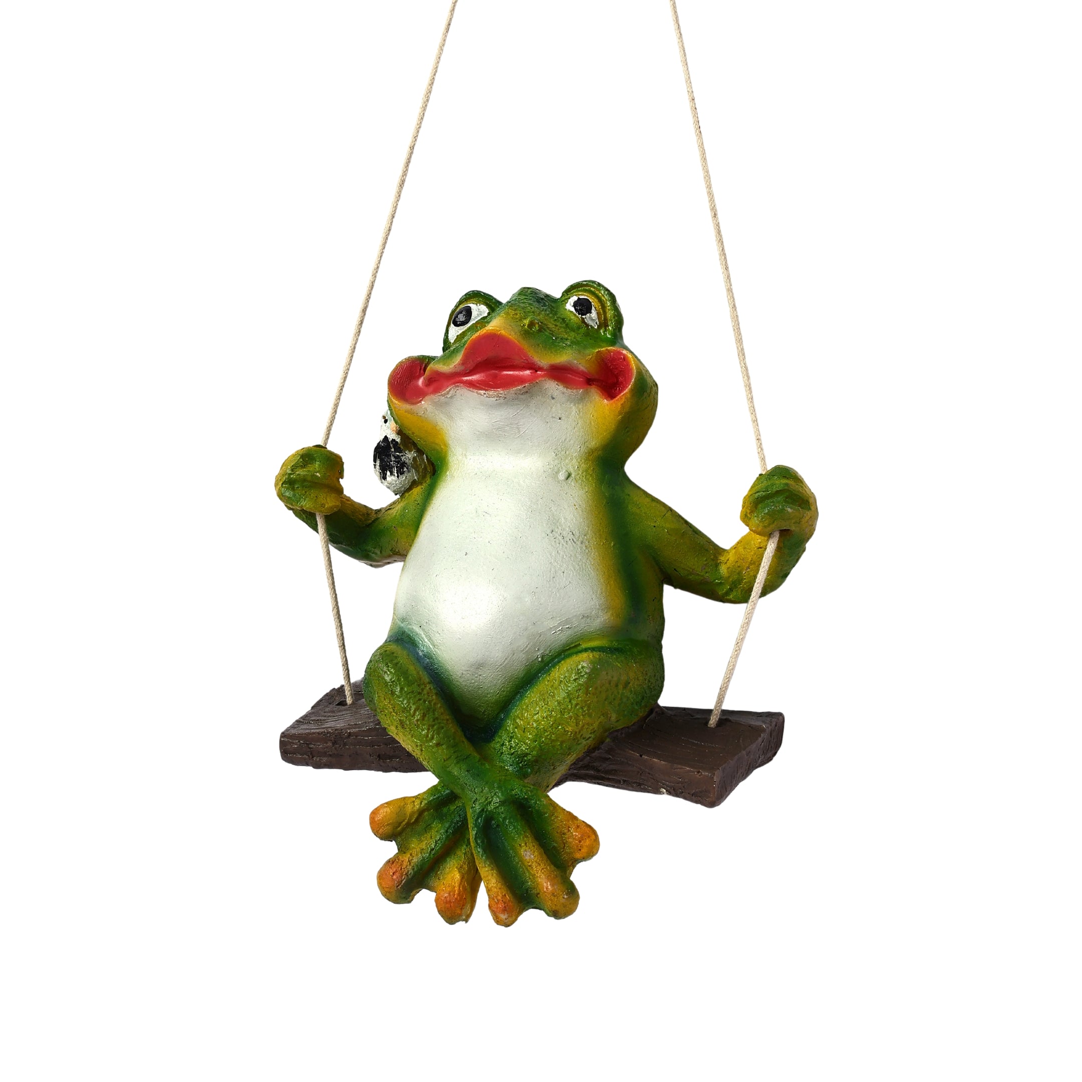 Charming Frog Figurine with Swing for Wall Décor