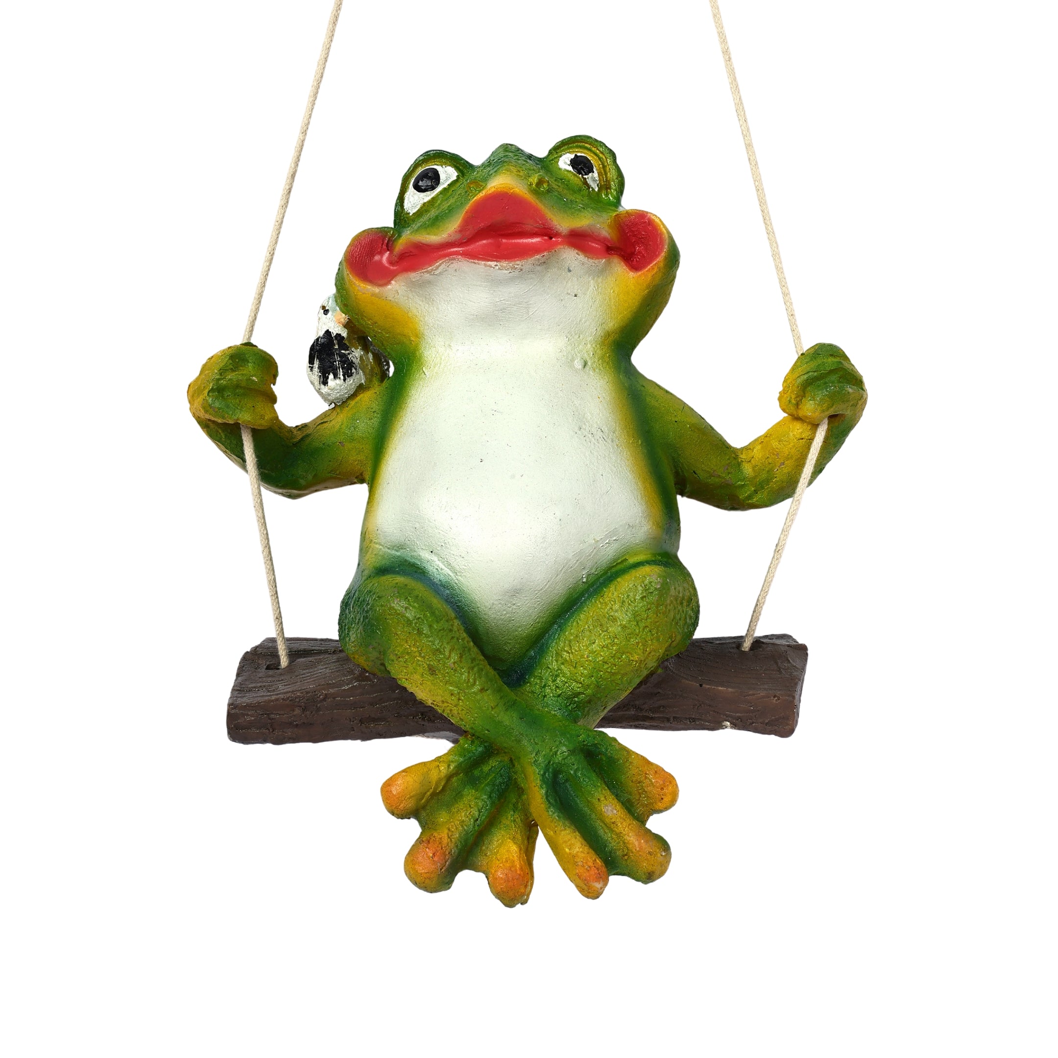 Charming Frog Figurine with Swing for Wall Décor