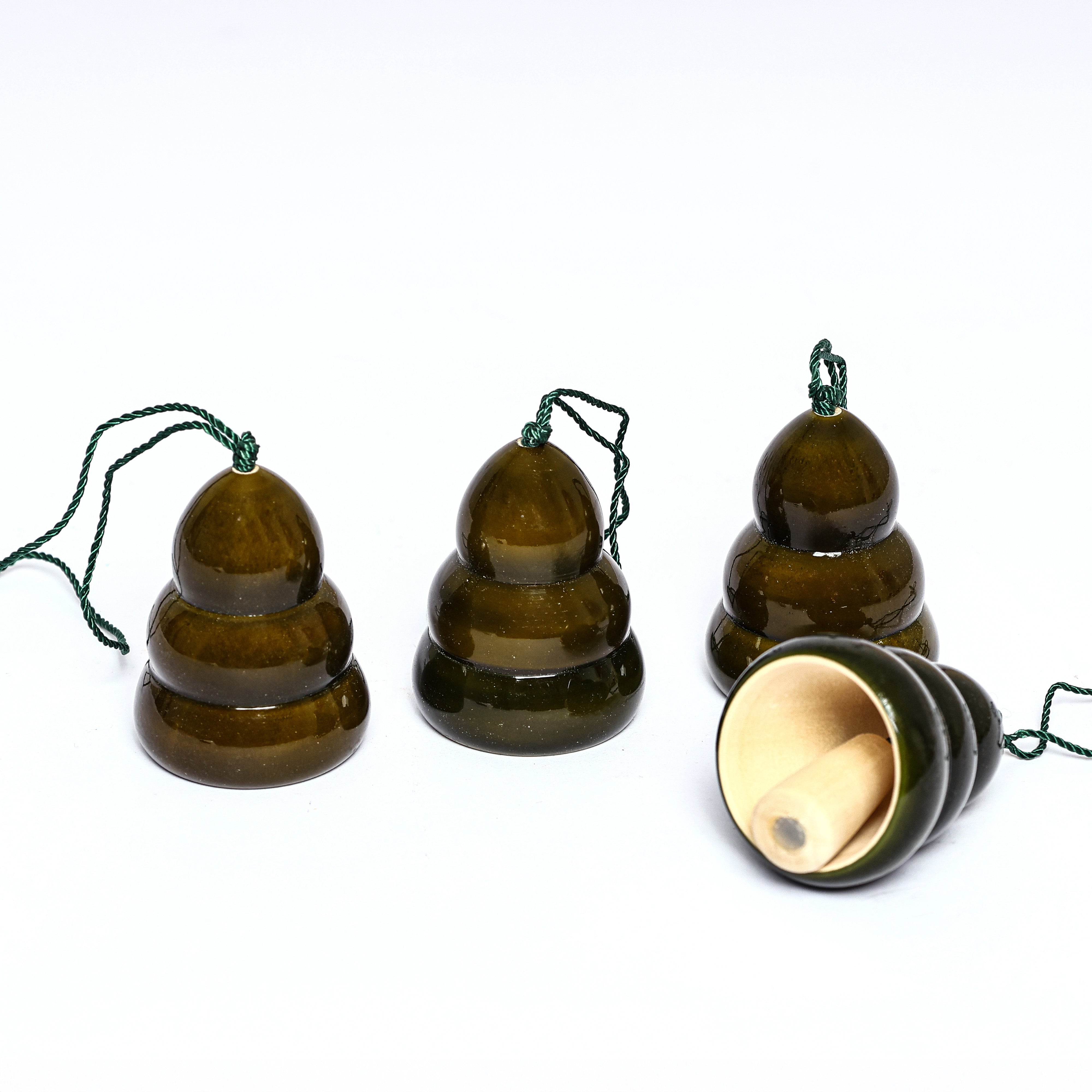 Christmas Décor Handcrafted Eco-friendly Green Wooden Tree Bell Hangings